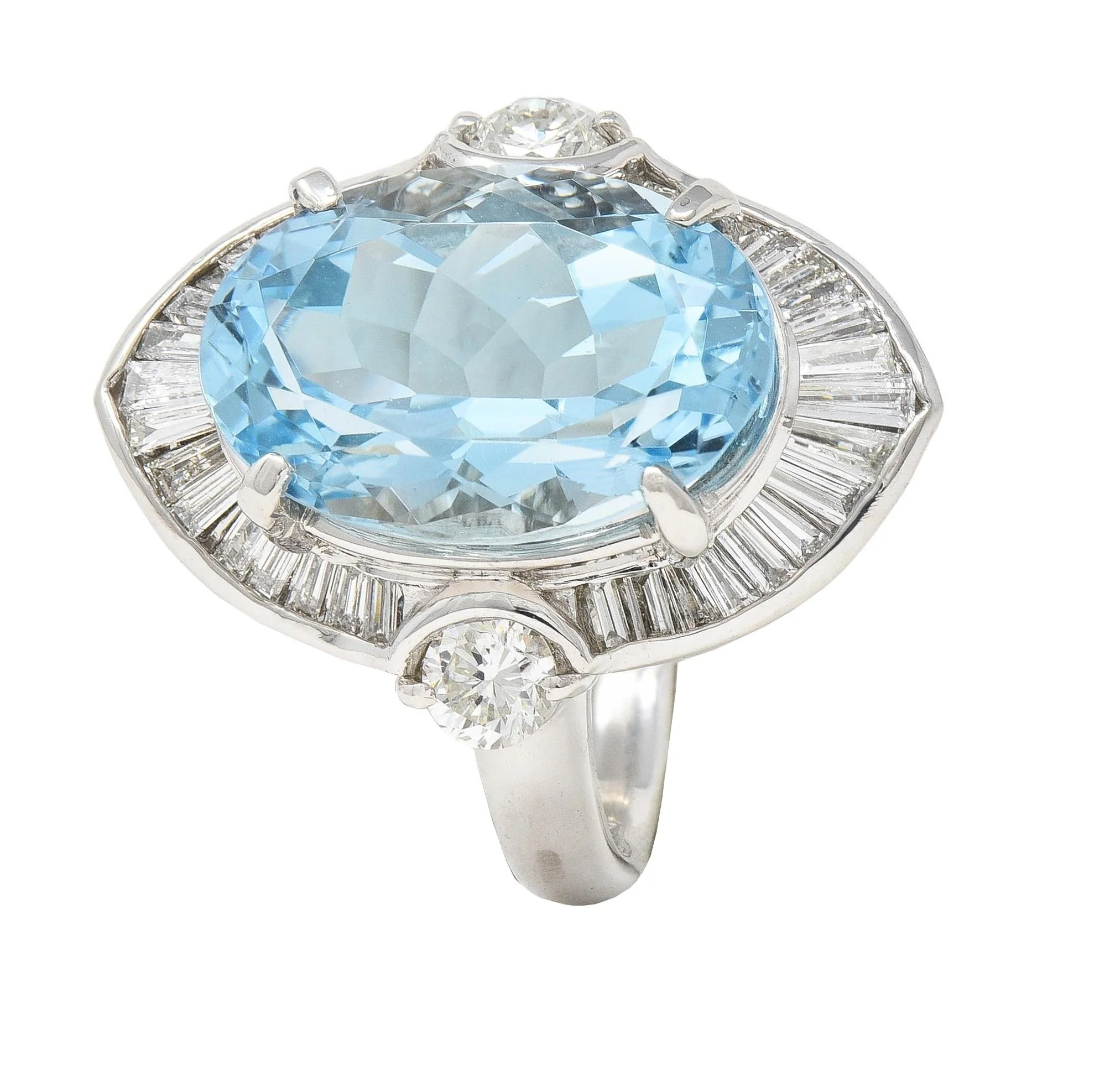 Contemporary 10.32 CTW Aquamarine Diamond Platinum Ballerina Halo Ring - Image 10