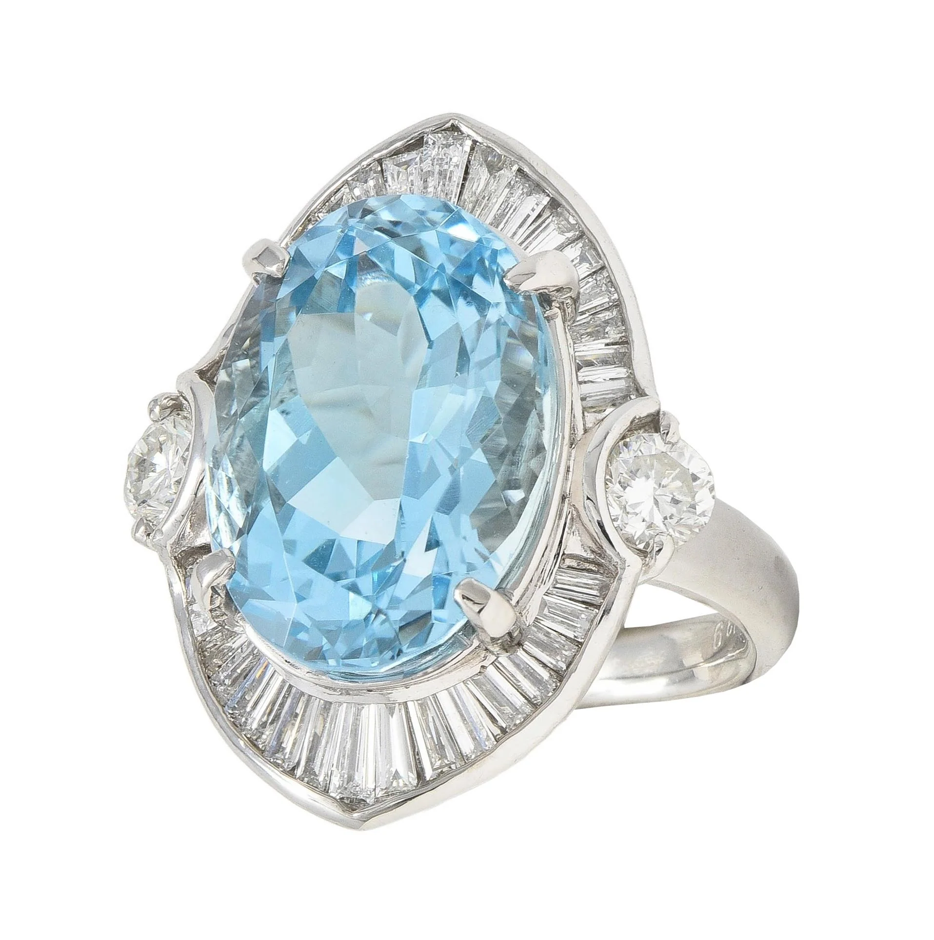 Contemporary 10.32 CTW Aquamarine Diamond Platinum Ballerina Halo Ring - Image 14