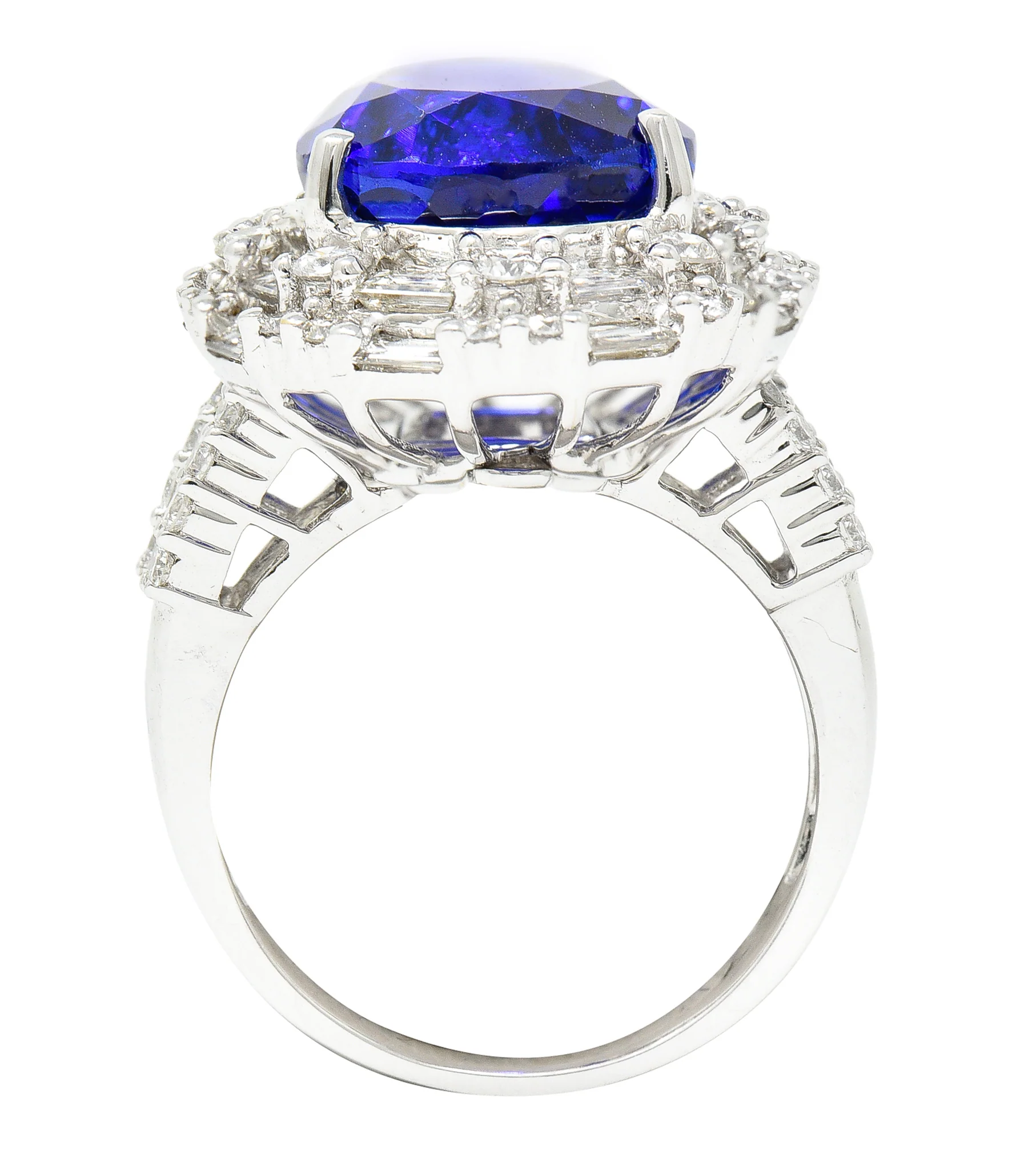 Contemporary 14.22 CTW Pear Cut Tanzanite Diamond 18 Karat White Gold Convertible Pendant Ring - Image 15