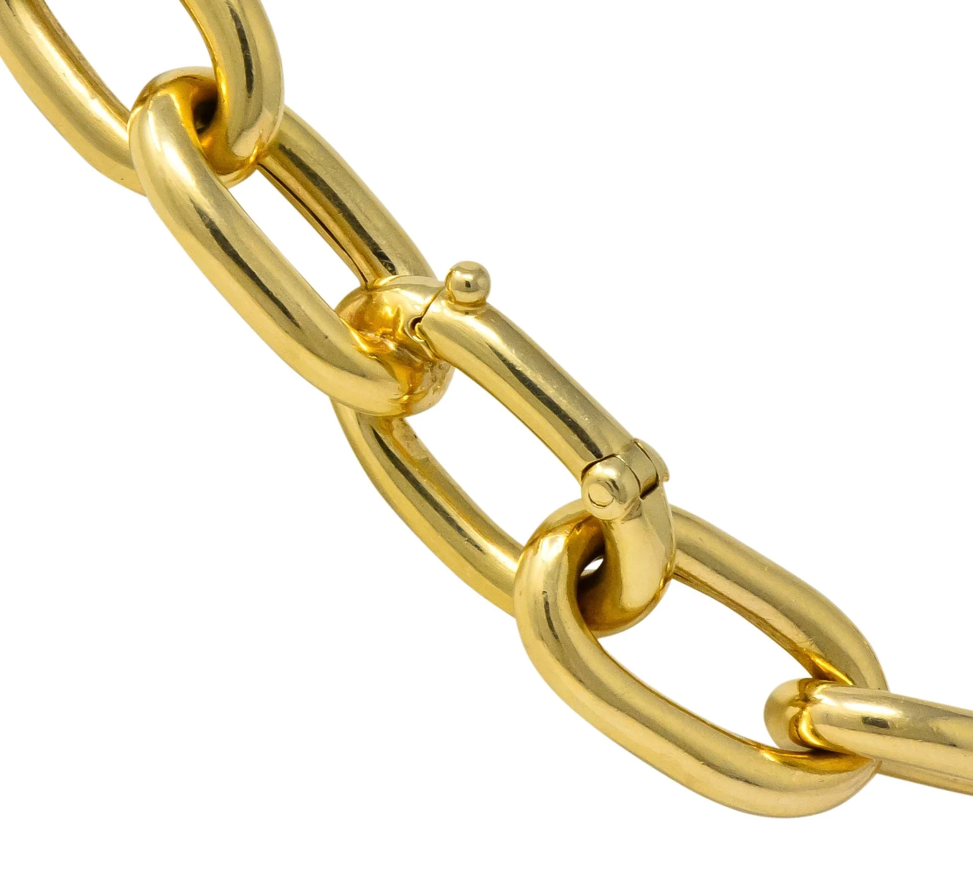 Contemporary 14 Karat Gold Oversized Oblong Chain Link Necklace - Image 4
