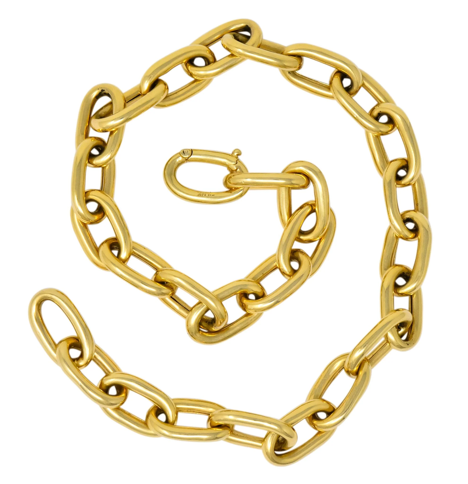Contemporary 14 Karat Gold Oversized Oblong Chain Link Necklace - Image 5