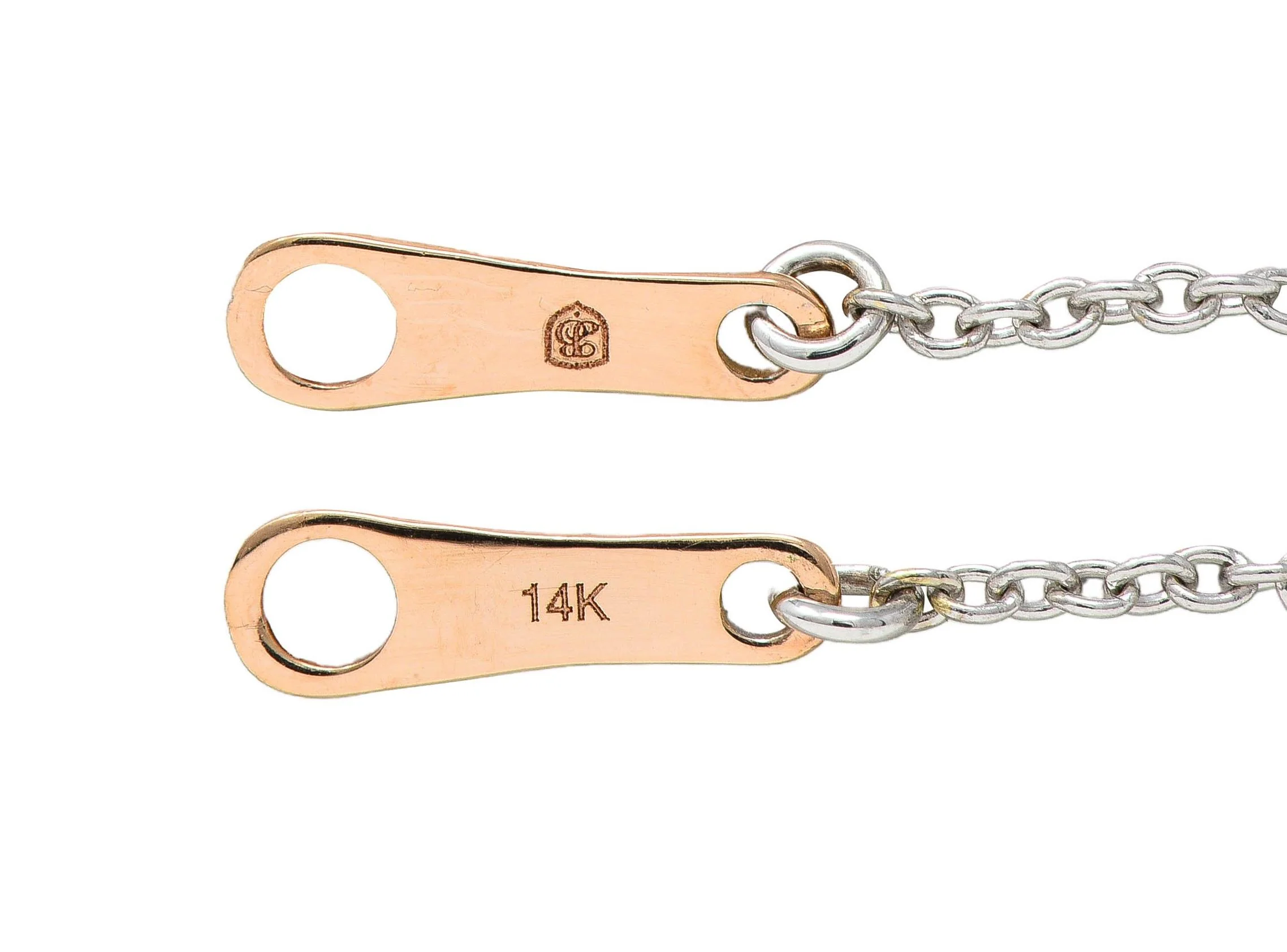 Contemporary 14 Karat Two-Tone Rose White Gold Contemporary Station Chain Necklace - Image 6
