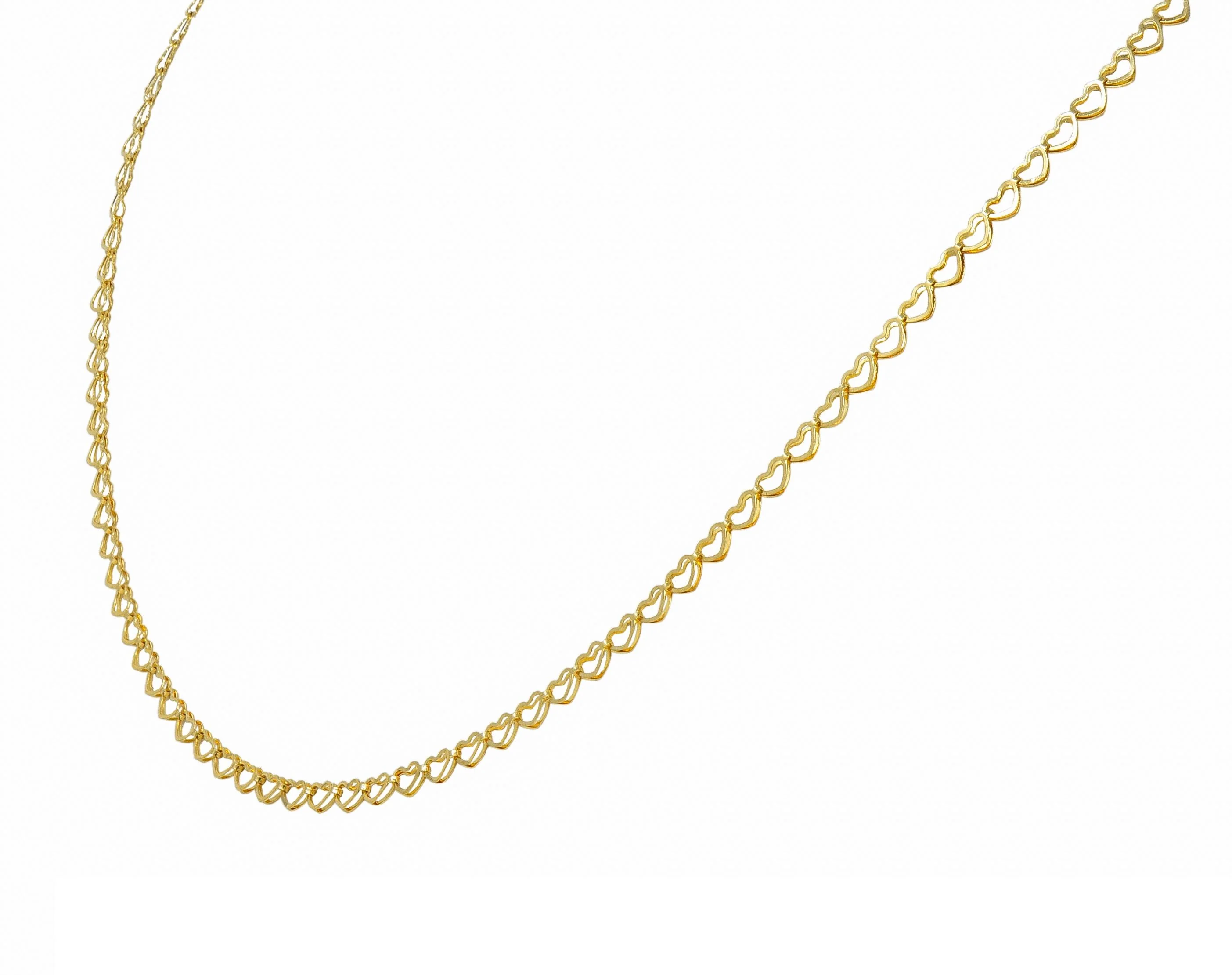 Contemporary 14 Karat Yellow Gold 16 IN Heart Link Chain Necklace - Image 3