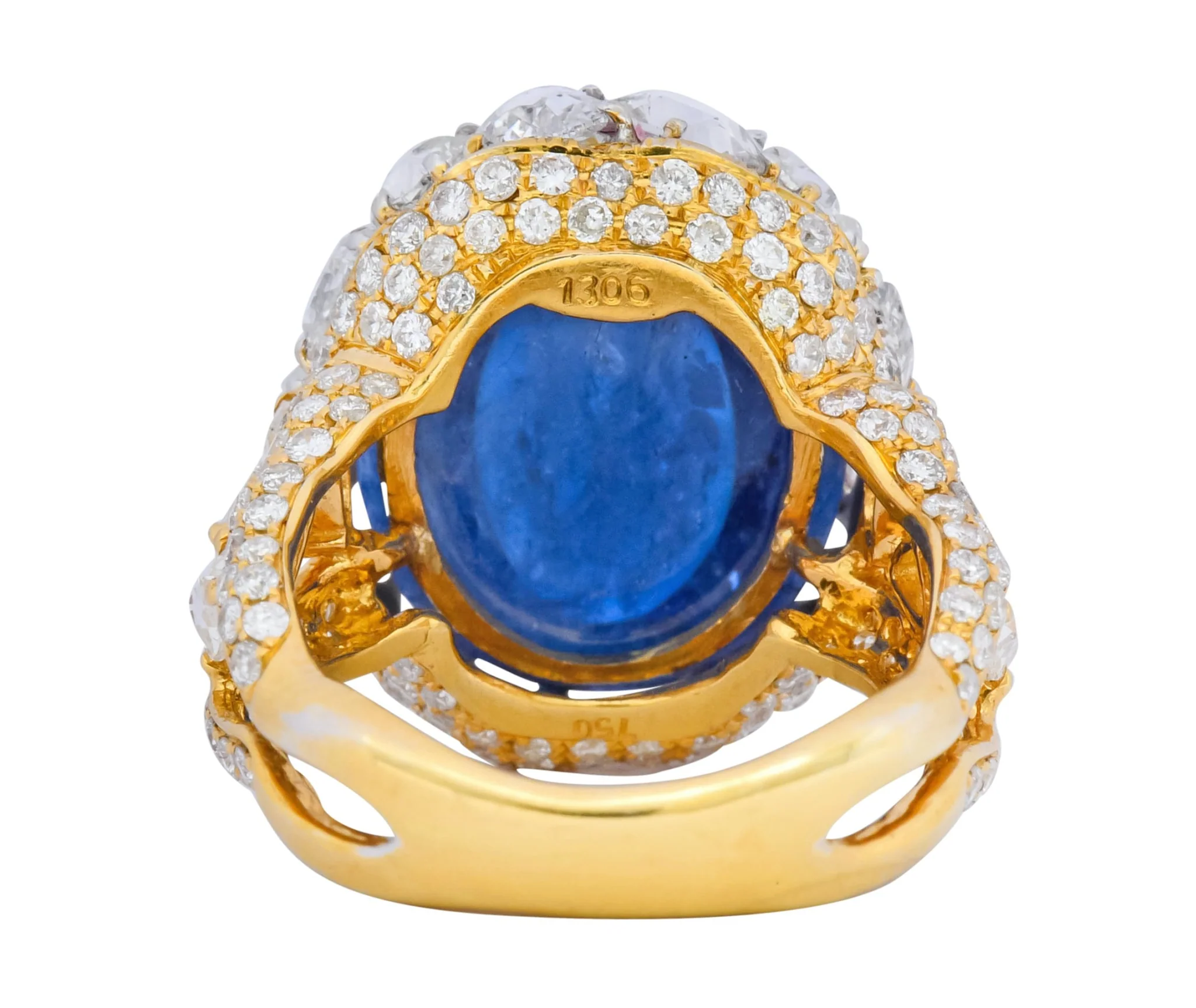 Contemporary 17.00 CTW Sapphire Diamond 18 Karat Gold Cluster Cocktail Ring - Image 5