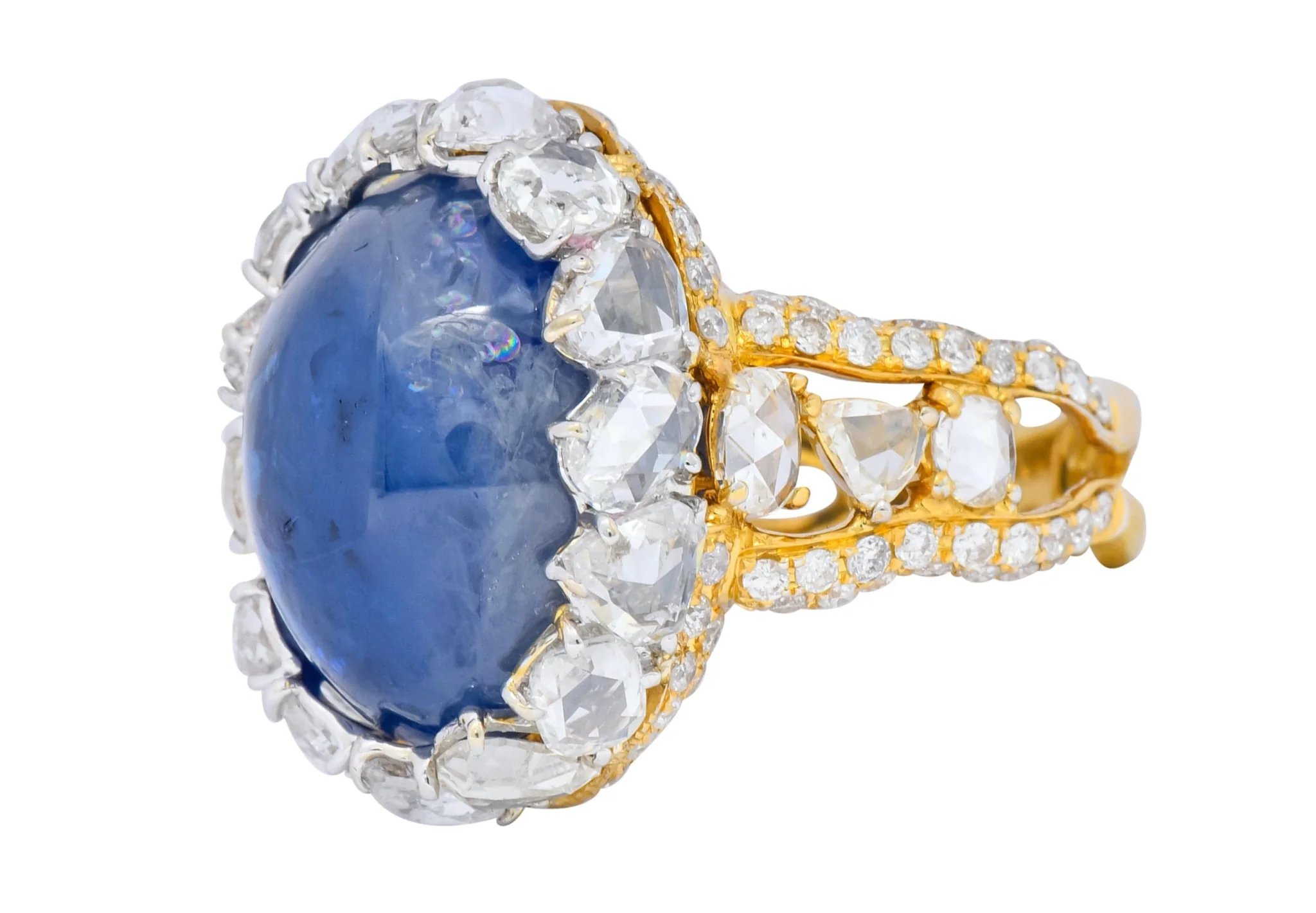 Contemporary 17.00 CTW Sapphire Diamond 18 Karat Gold Cluster Cocktail Ring - Image 7