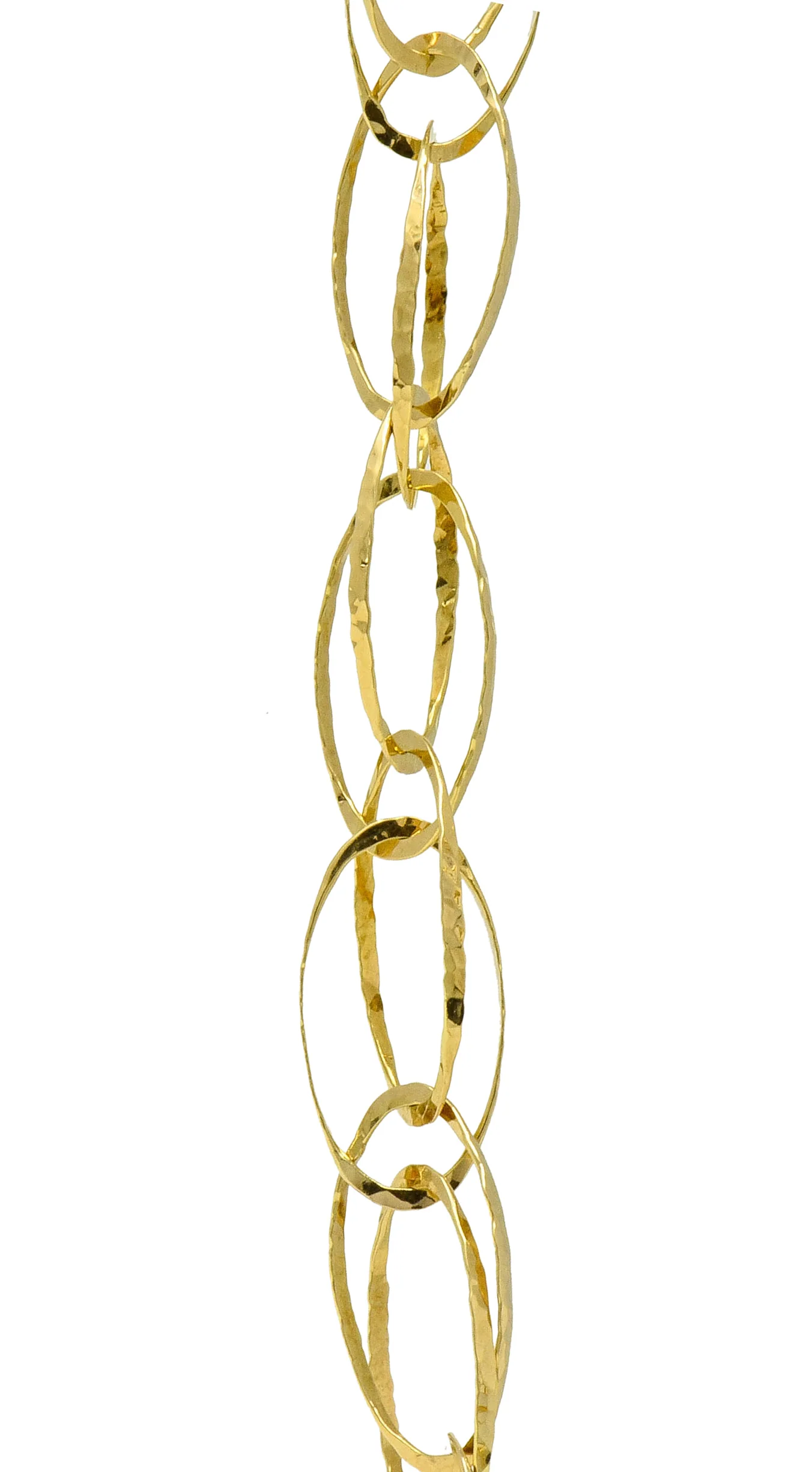 Contemporary 18 Karat Gold Hammered Link Necklace - Image 10