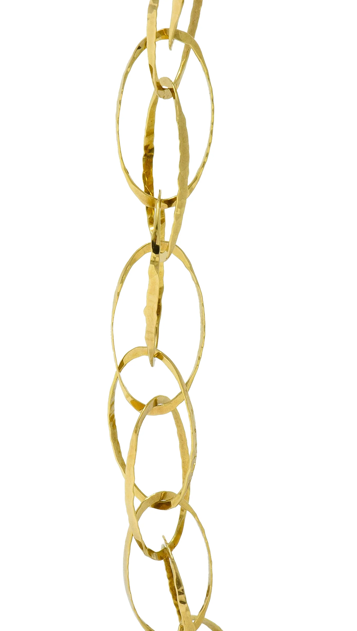 Contemporary 18 Karat Gold Hammered Link Necklace - Image 9