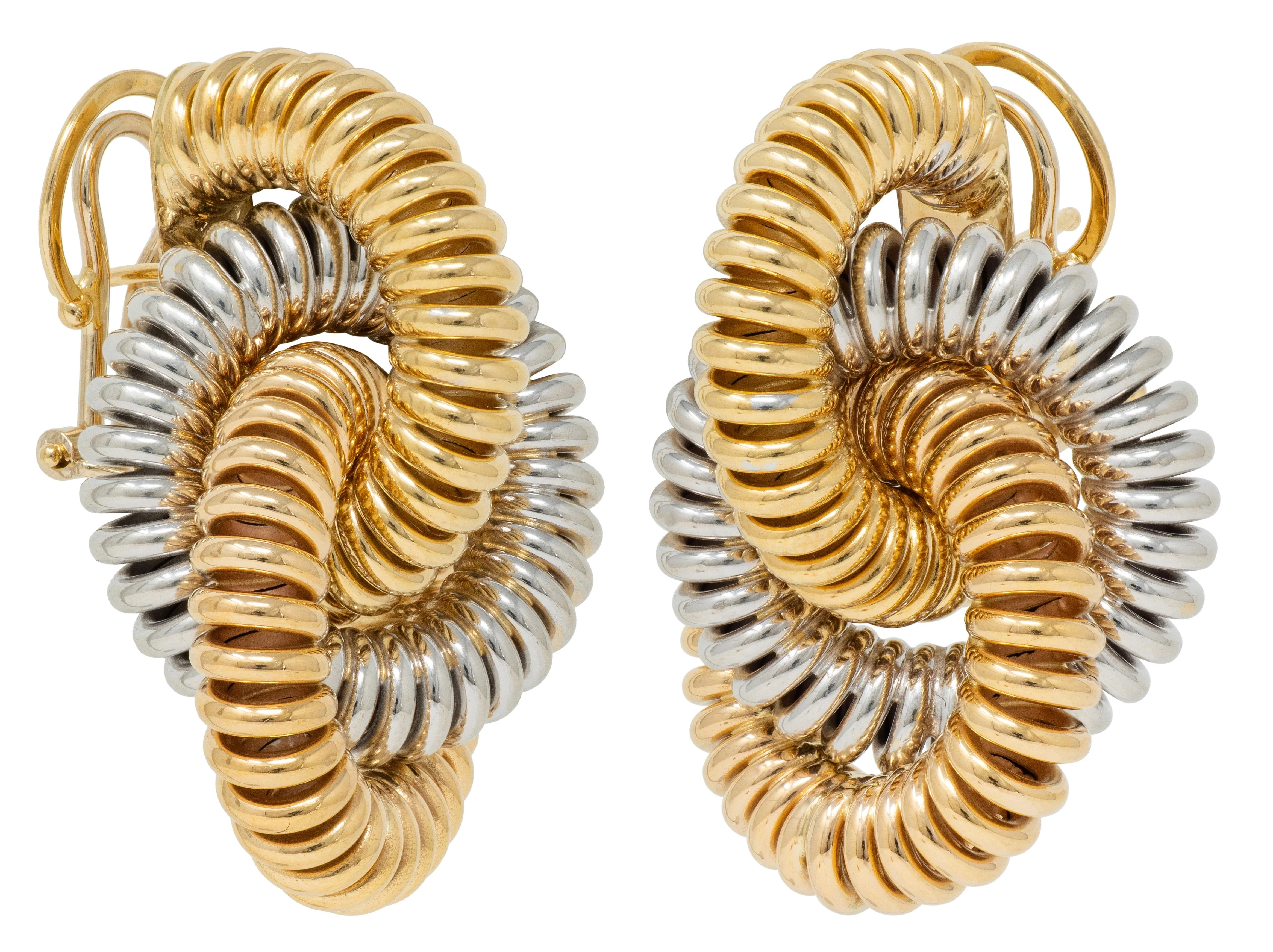 Contemporary 18 Karat Tri-Gold Coil Door Knocker Earrings - Image 3