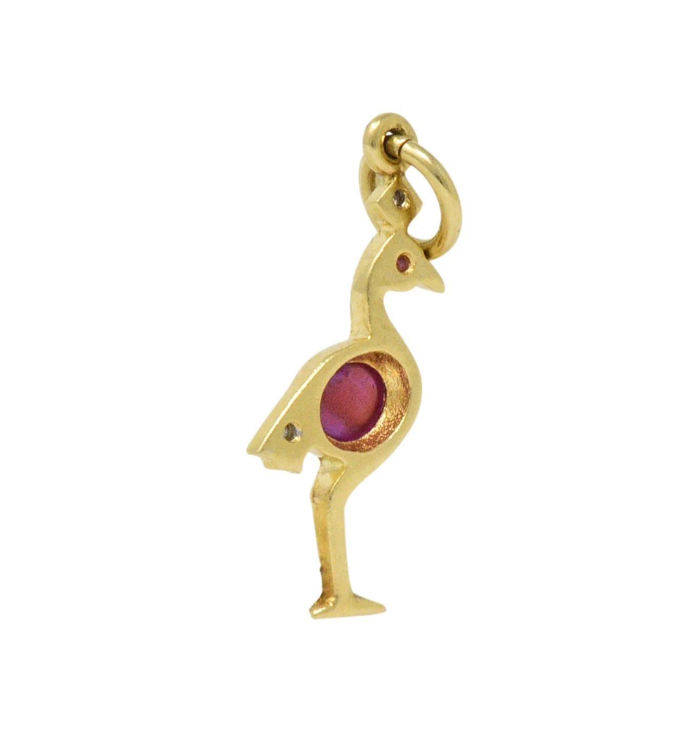 Contemporary 1980's Ruby Diamond 18 Karat Flamingo Gold Charm - Image 3