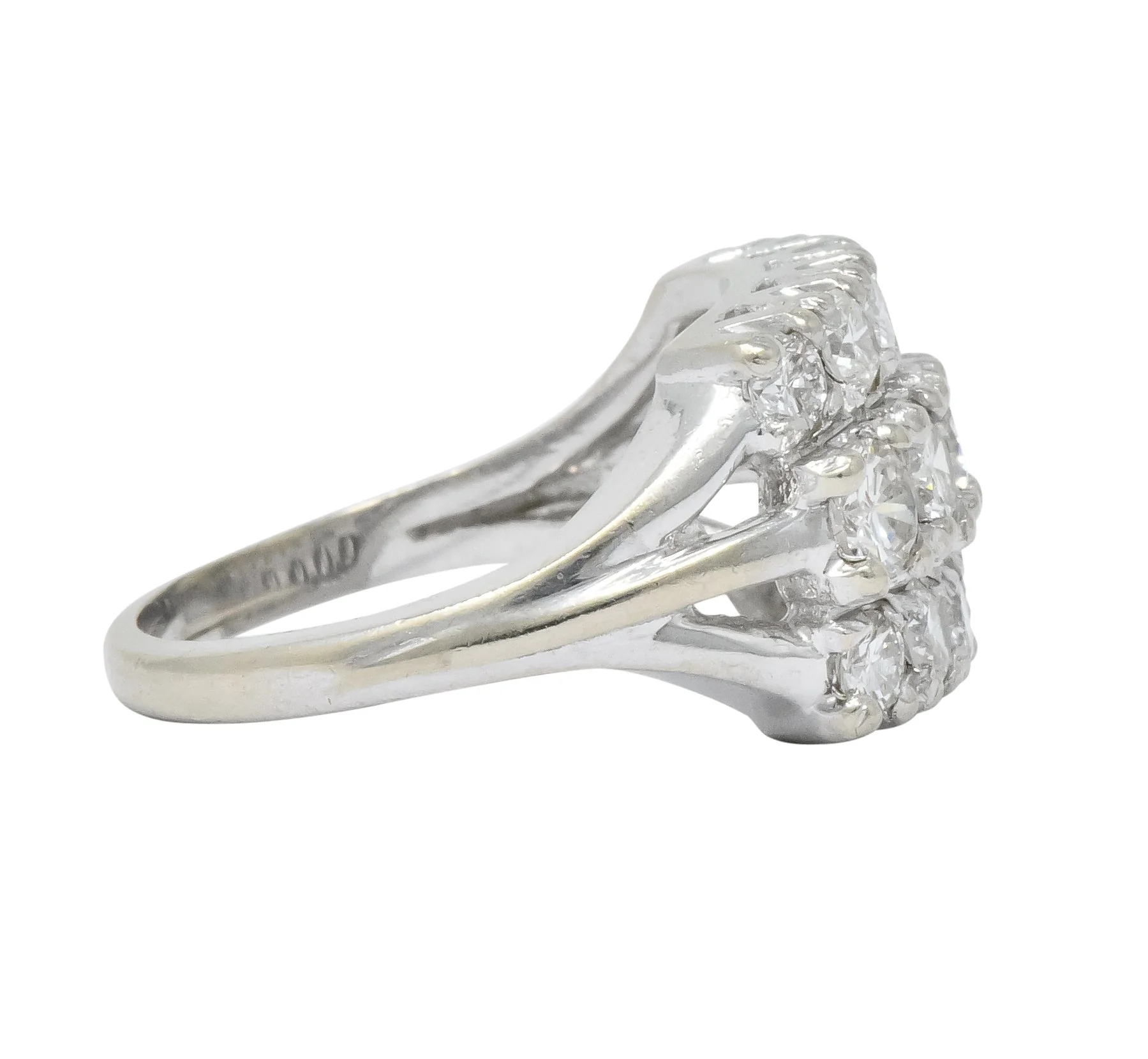 Contemporary 2.00 CTW Round Brilliant Diamond 14 Karat White Gold Cluster Ring - Image 3