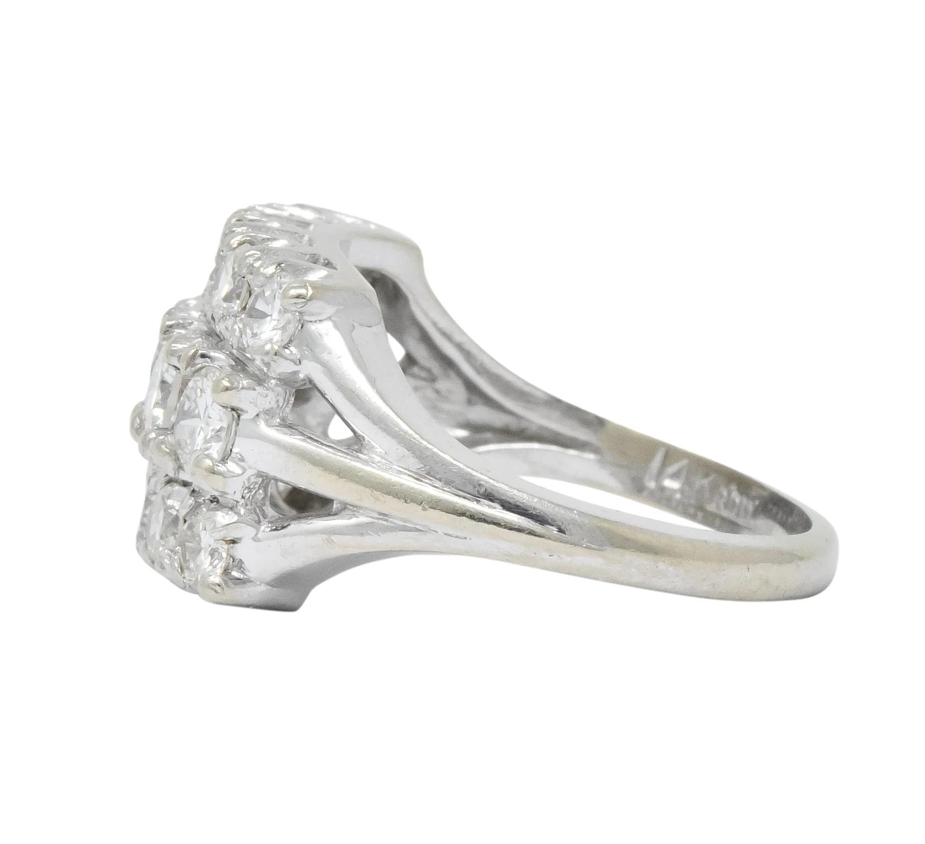 Contemporary 2.00 CTW Round Brilliant Diamond 14 Karat White Gold Cluster Ring - Image 5