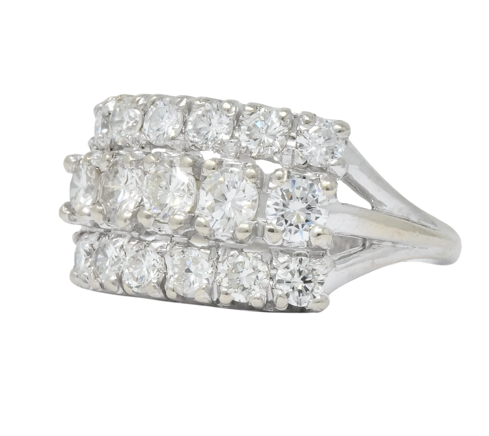 Contemporary 2.00 CTW Round Brilliant Diamond 14 Karat White Gold Cluster Ring - Image 6