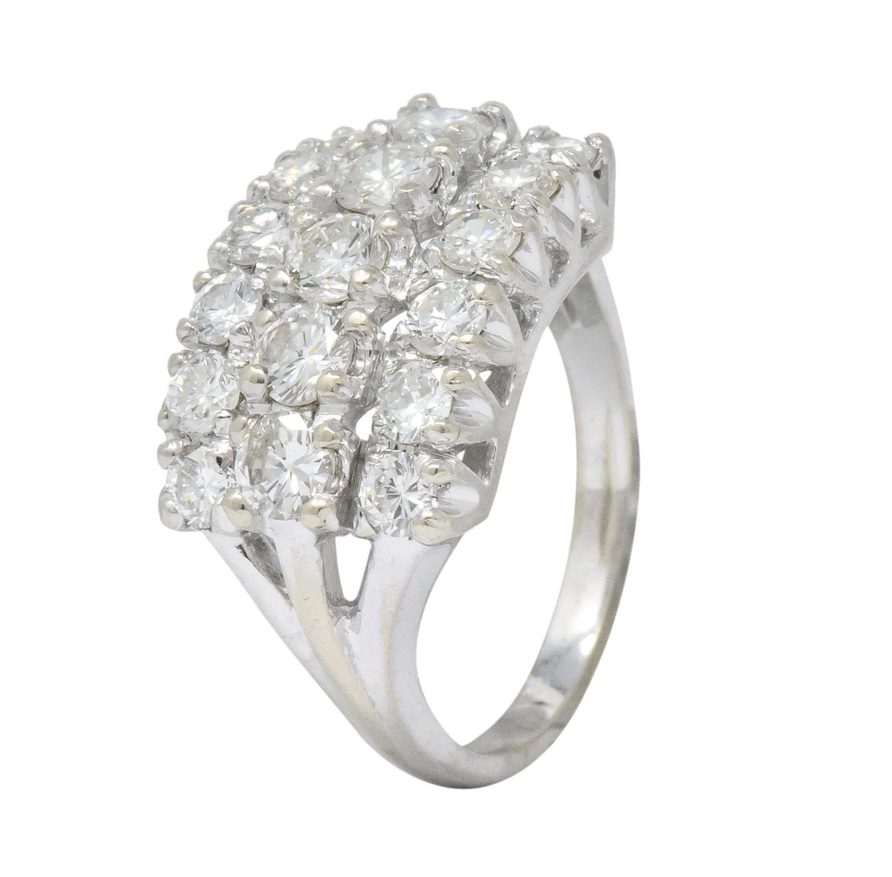 Contemporary 2.00 CTW Round Brilliant Diamond 14 Karat White Gold Cluster Ring - Image 8