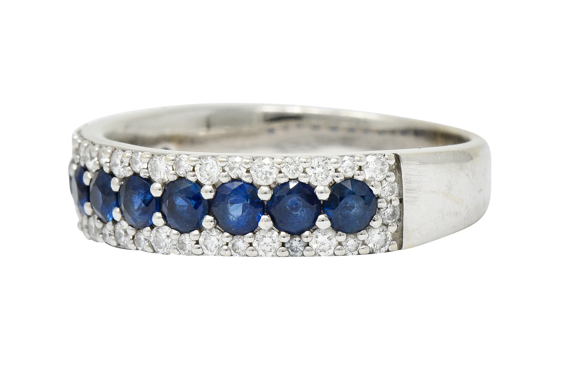Contemporary 2.05 CTW Sapphire Diamond 14 Karat White Gold Band Ring - Image 6
