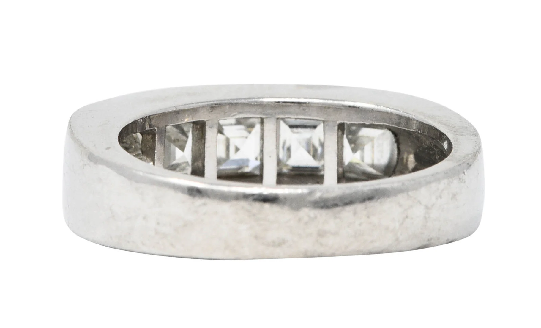 Contemporary 2.09 CTW Square Step Diamond Platinum Channel Band Ring - Image 4