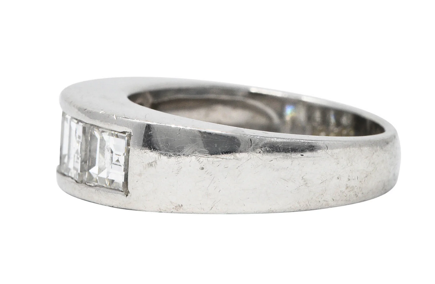 Contemporary 2.09 CTW Square Step Diamond Platinum Channel Band Ring - Image 5