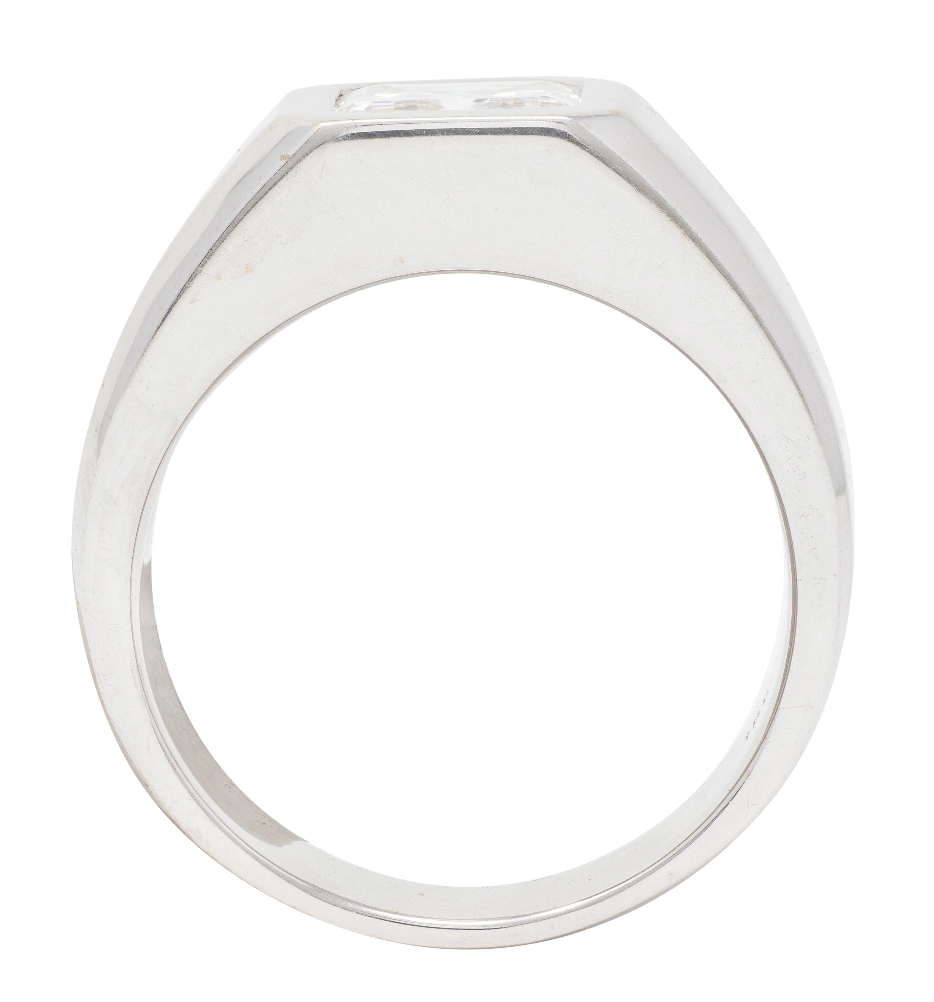 Contemporary 2.11 CTW Asscher Cut Diamond 18 Karat White Gold Solitaire Unisex Ring GIA - Image 8