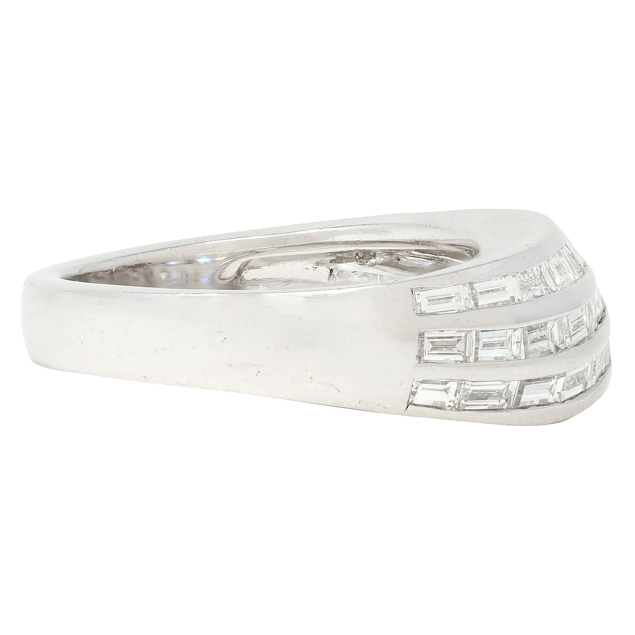 Contemporary 2.25 CTW Diamond 18 Karat White Gold Twist Multi-Row Band Ring - Image 2