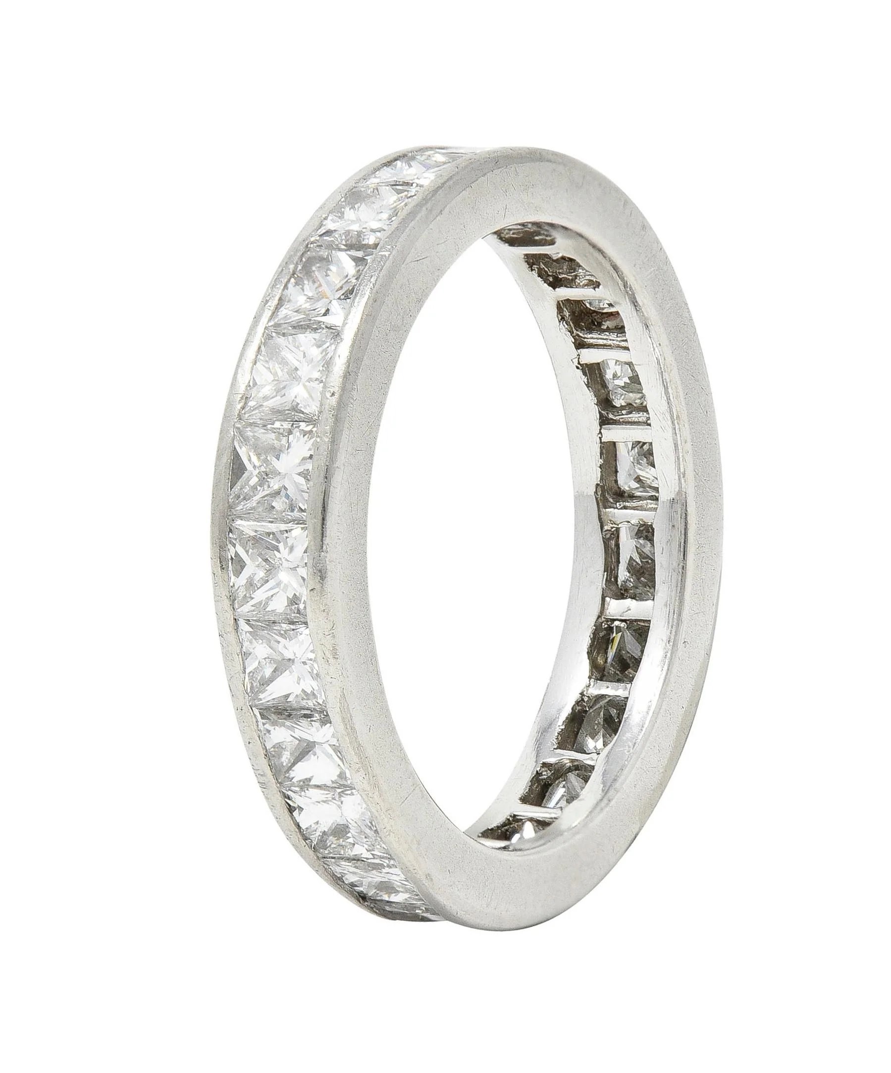 Contemporary 2.30 CTW Princess Cut Diamond Platinum Eternity Wedding Band Ring - Image 2
