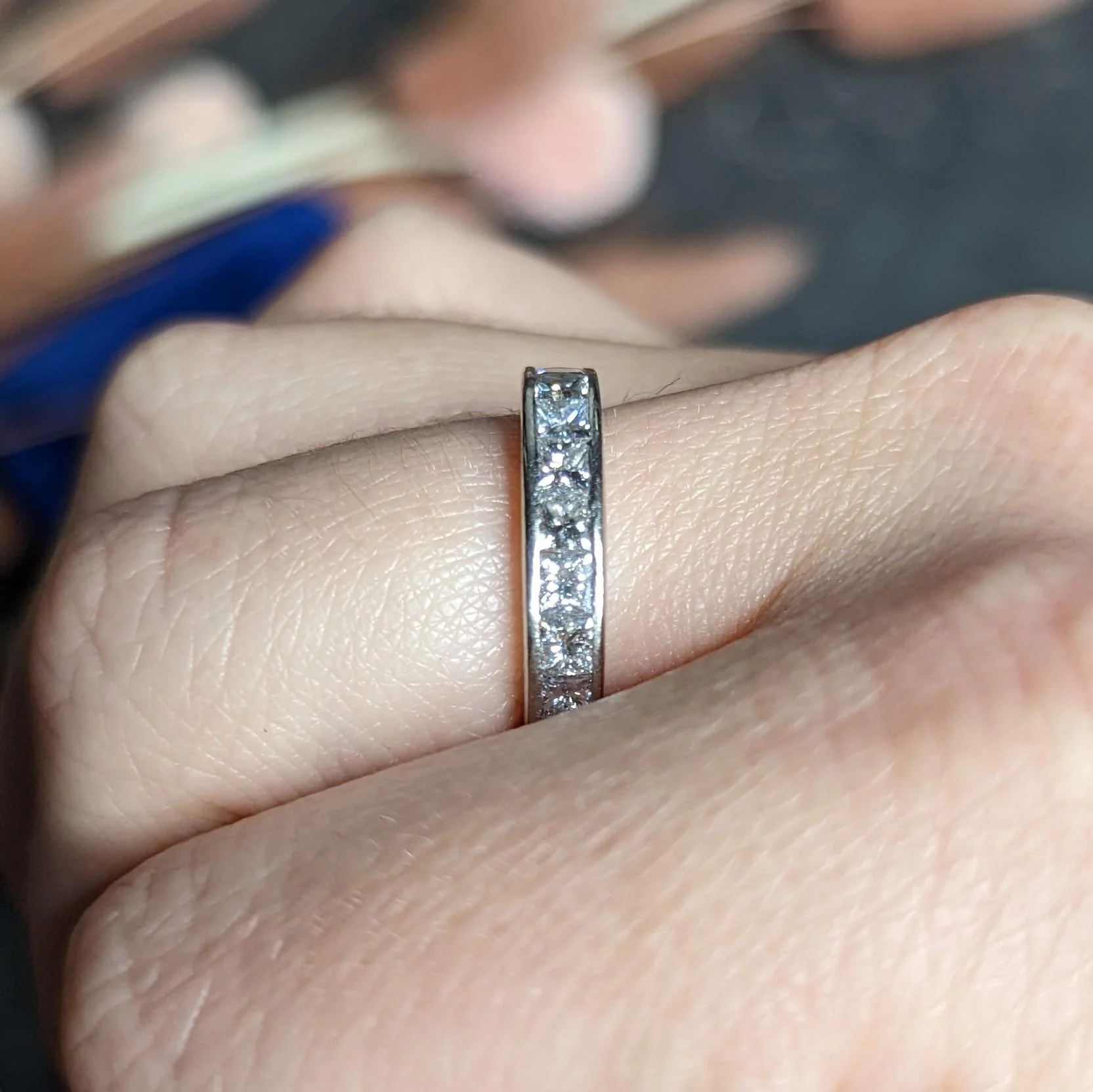 Contemporary 2.30 CTW Princess Cut Diamond Platinum Eternity Wedding Band Ring - Image 9