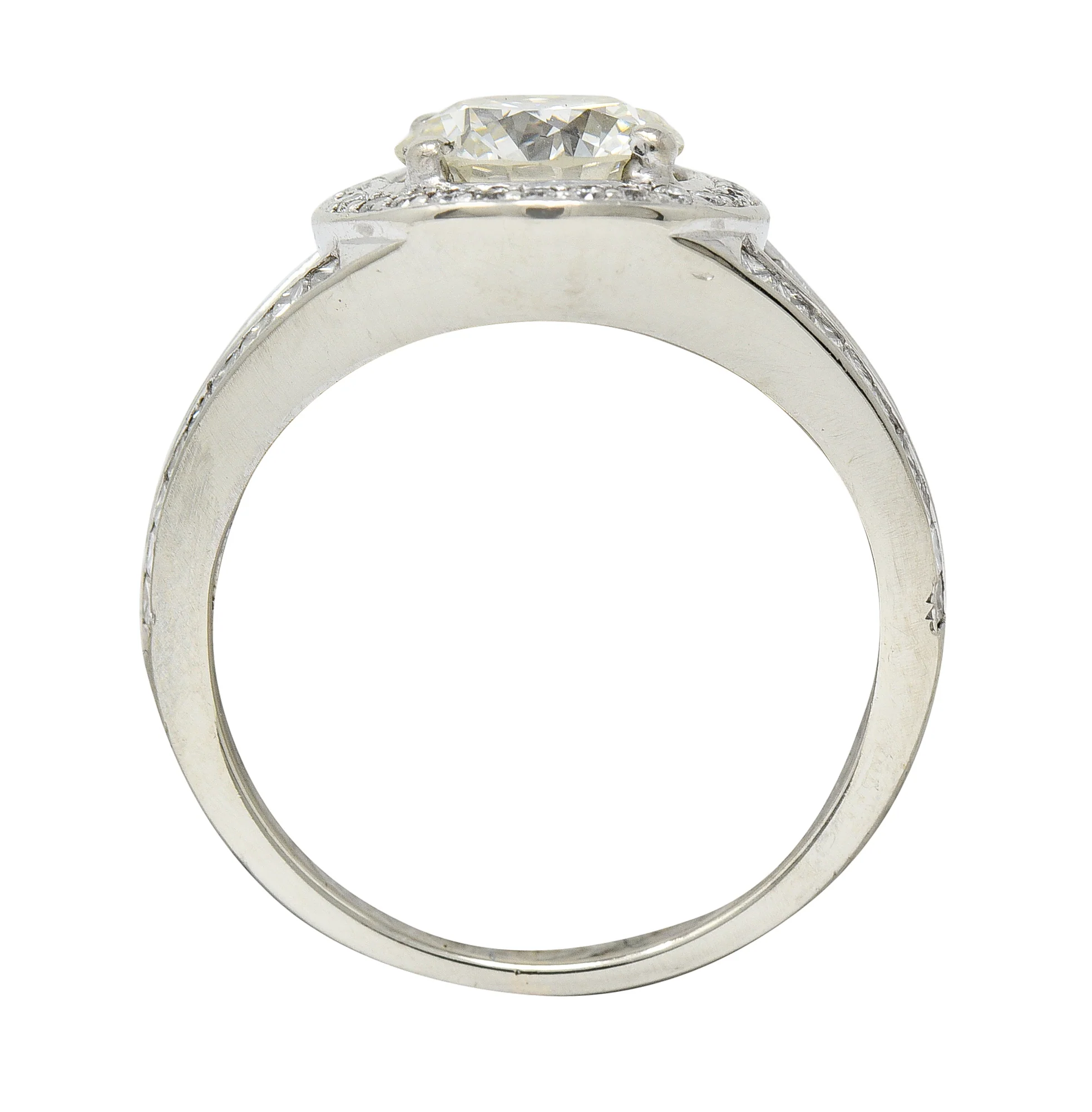 Contemporary 2.39 CTW Diamond 18 Karat White Gold Halo Engagement Ring GIA - Image 9