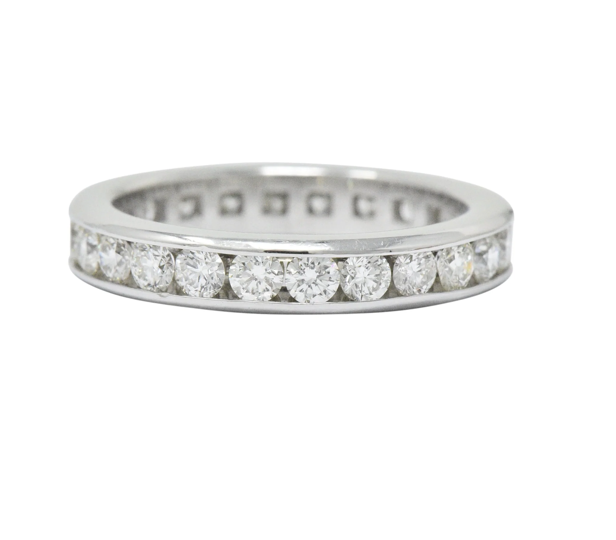 Contemporary 2.40 CTW Diamond Platinum Channel Eternity Band Ring