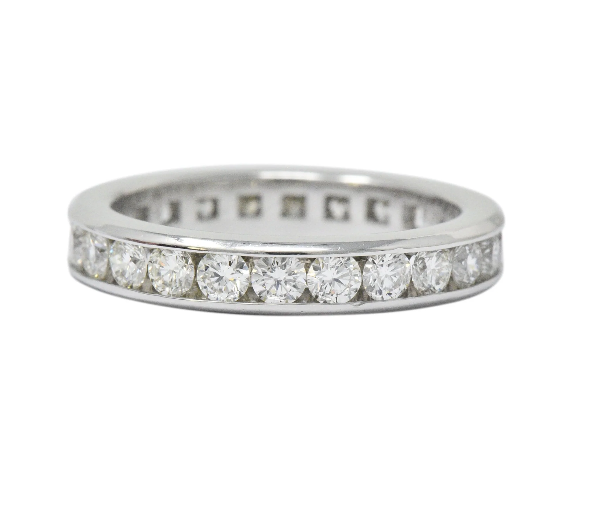 Contemporary 2.40 CTW Diamond Platinum Channel Eternity Band Ring - Image 3
