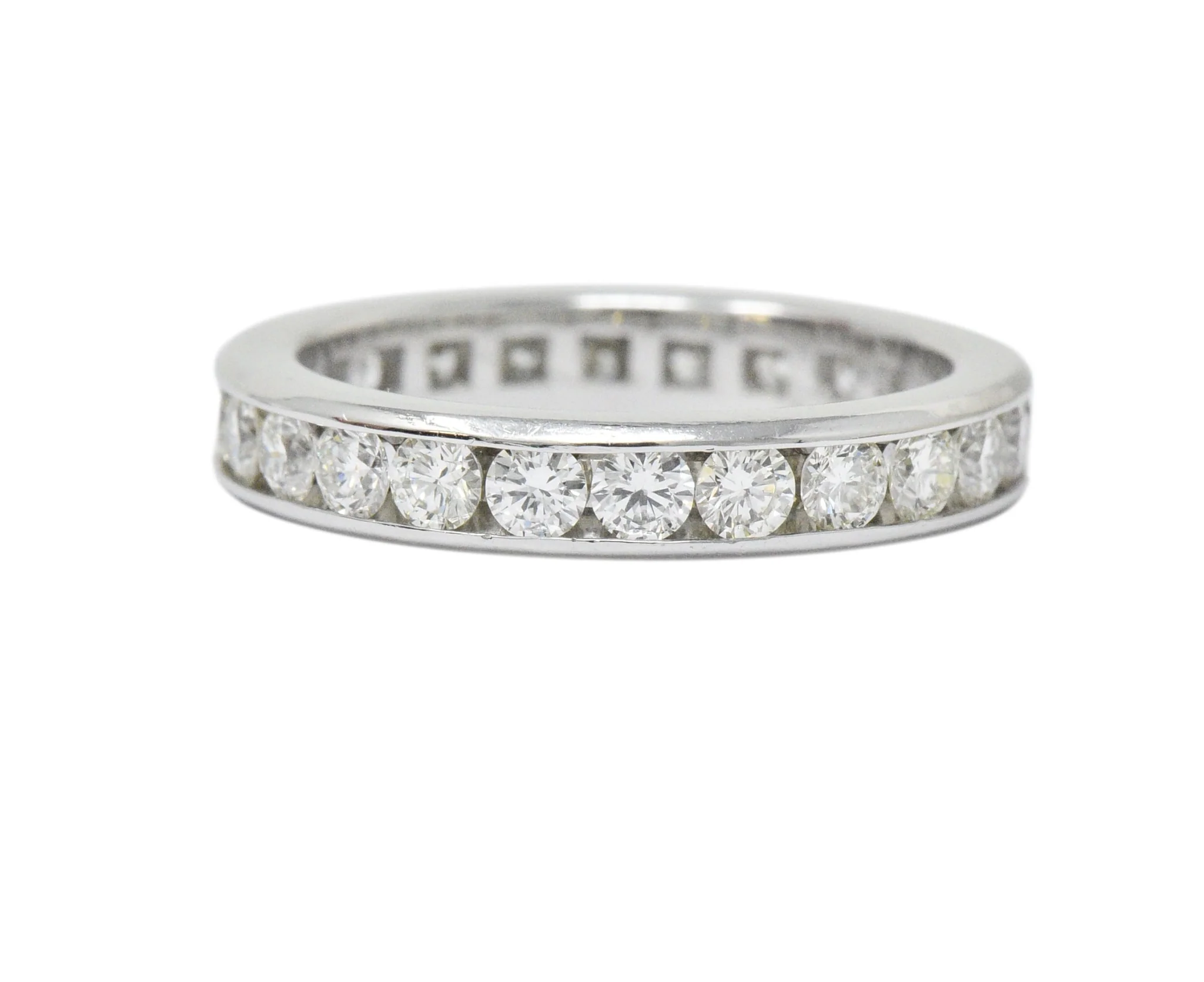 Contemporary 2.40 CTW Diamond Platinum Channel Eternity Band Ring - Image 5