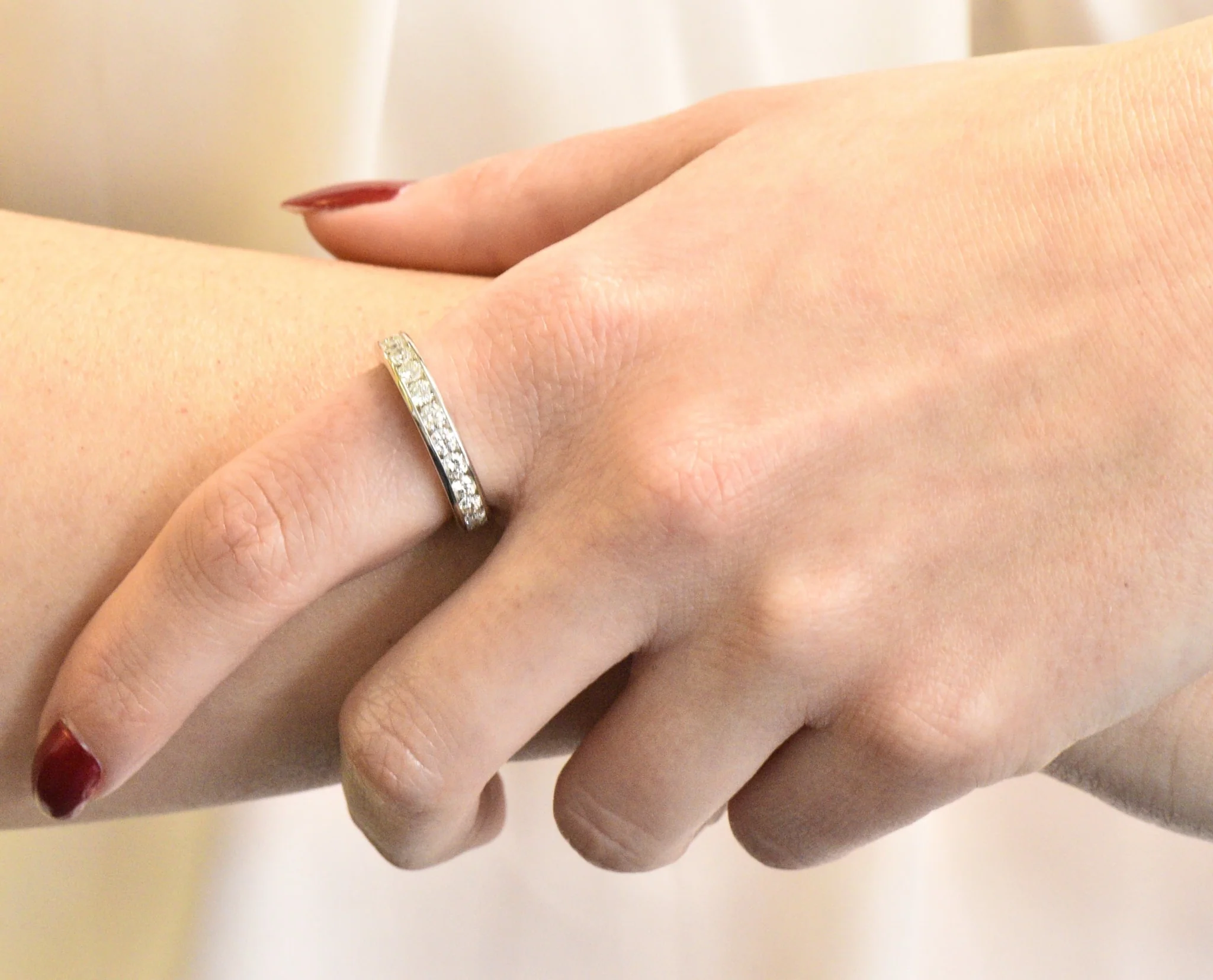 Contemporary 2.40 CTW Diamond Platinum Channel Eternity Band Ring - Image 6