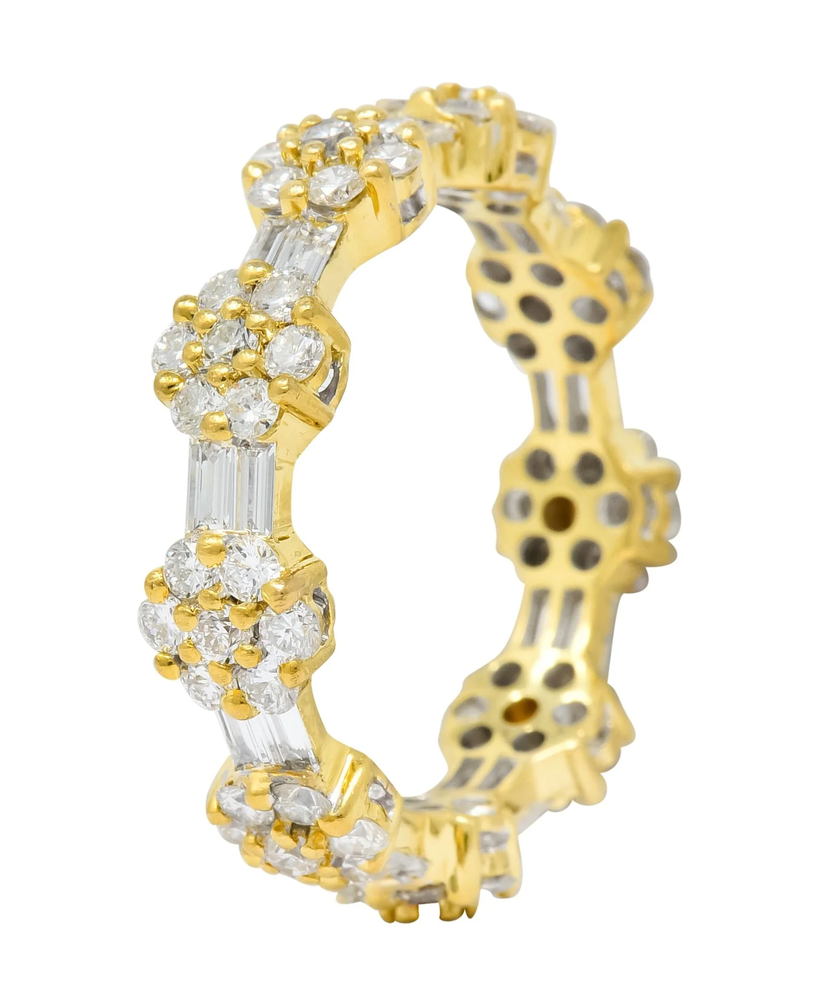 Contemporary 2.50 CTW Diamond 18 Karat Gold Cluster Eternity Band Ring - Image 2
