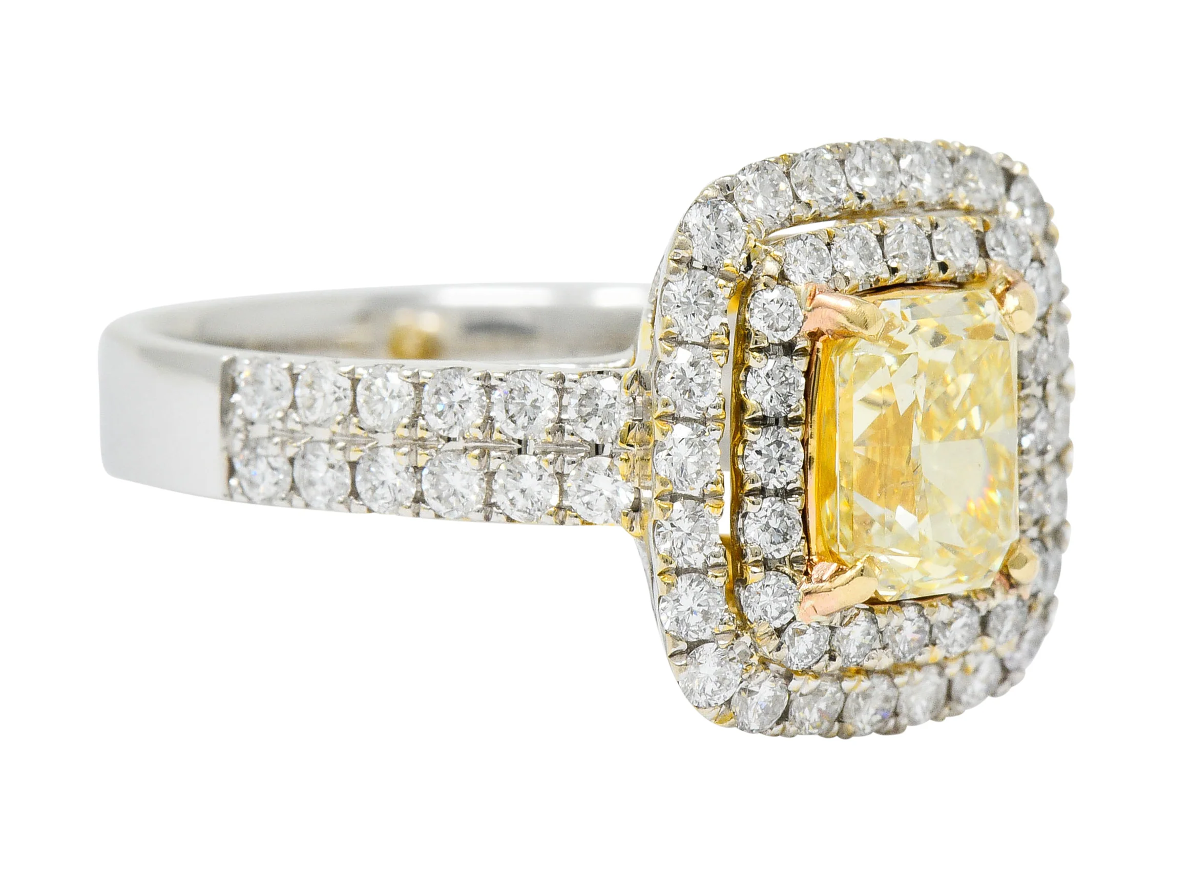 Contemporary 2.60 CTW Yellow Diamond & White Diamond 18 Karat Gold Ring - Image 3