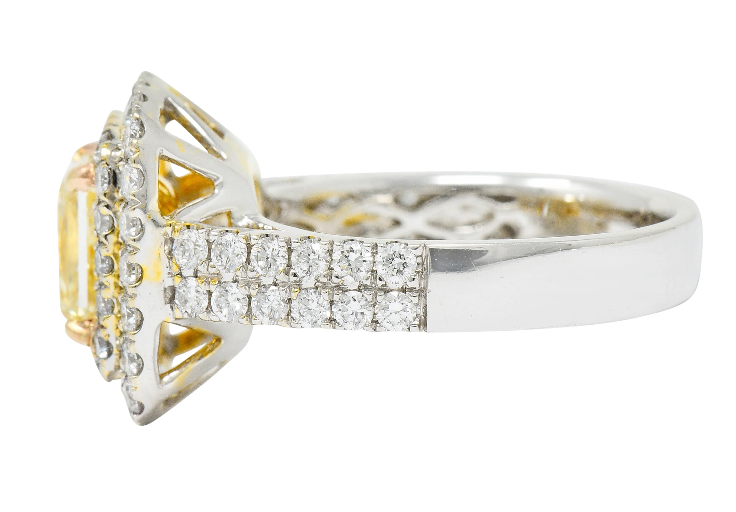 Contemporary 2.60 CTW Yellow Diamond & White Diamond 18 Karat Gold Ring - Image 5