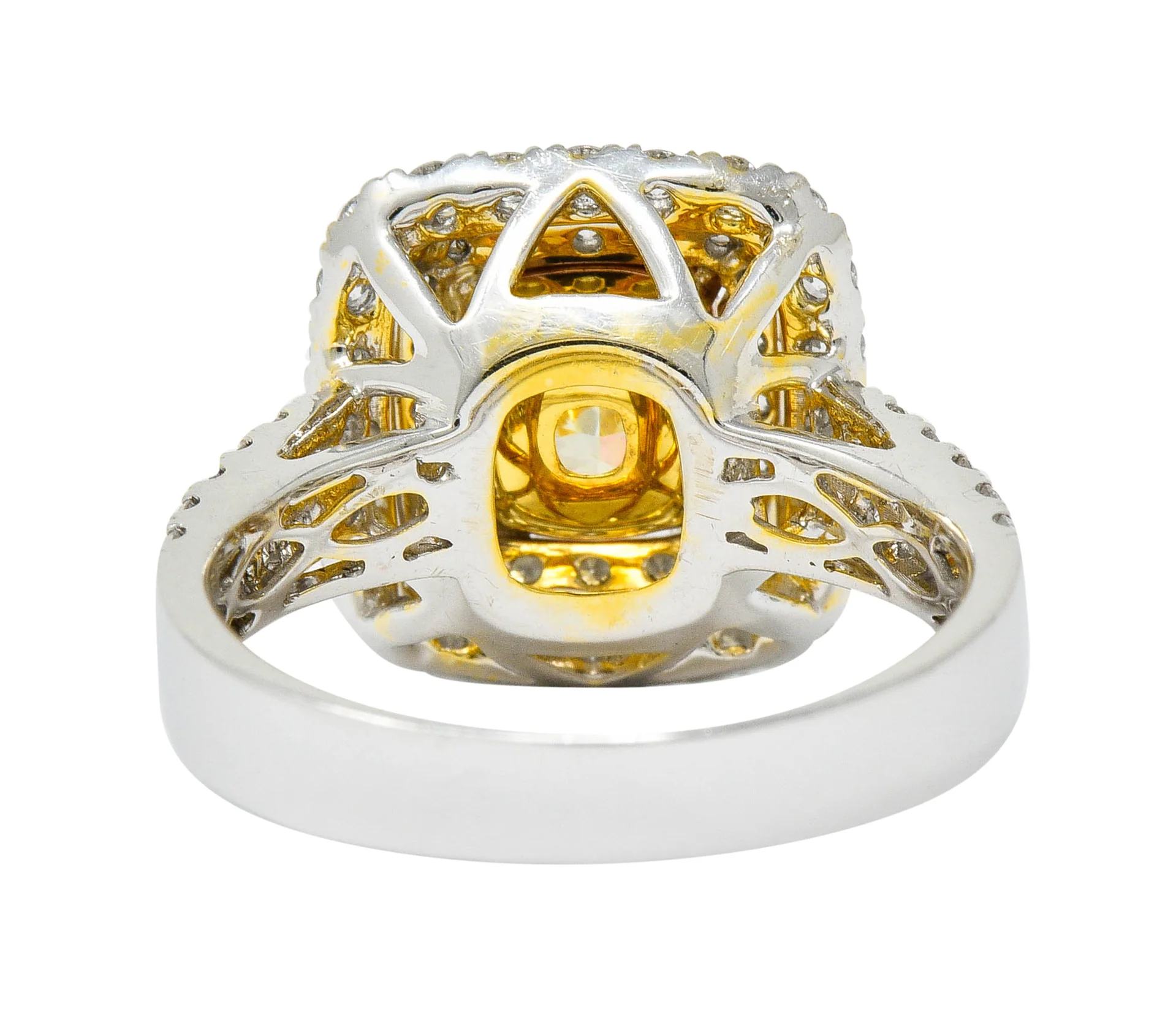 Contemporary 2.60 CTW Yellow Diamond & White Diamond 18 Karat Gold Ring - Image 6