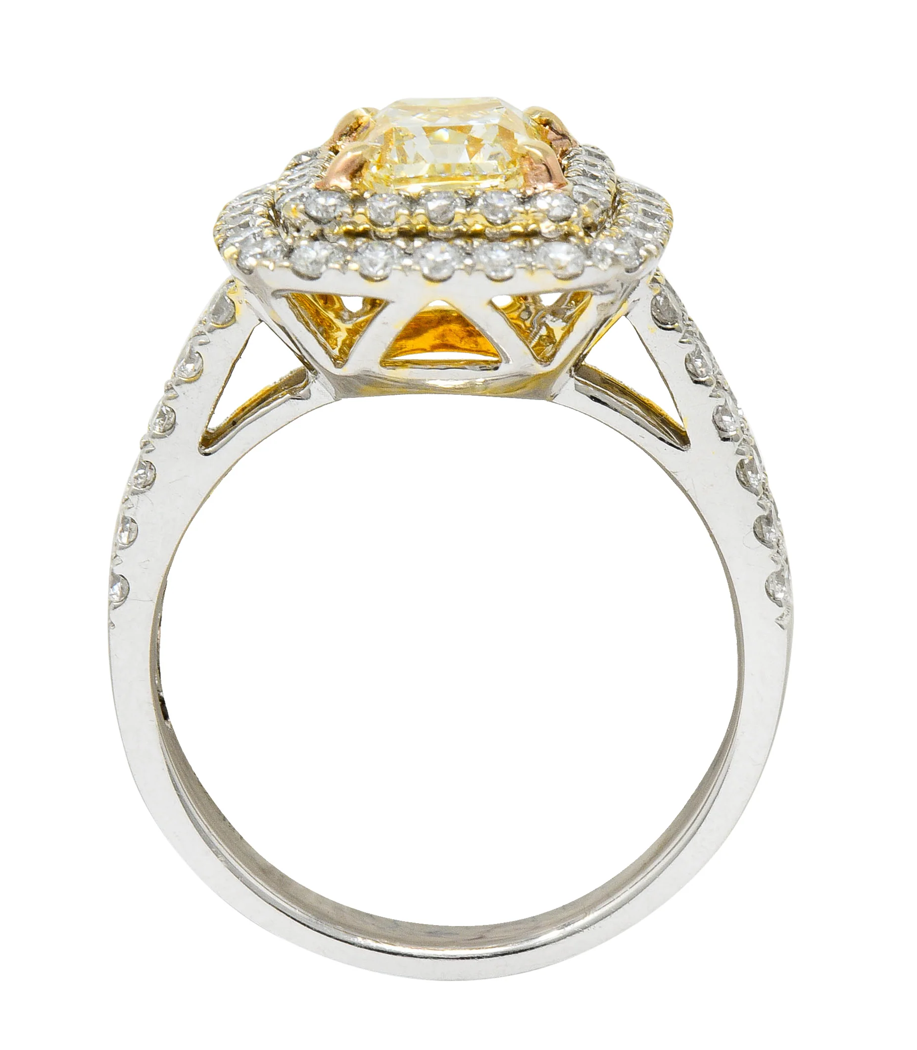 Contemporary 2.60 CTW Yellow Diamond & White Diamond 18 Karat Gold Ring - Image 8