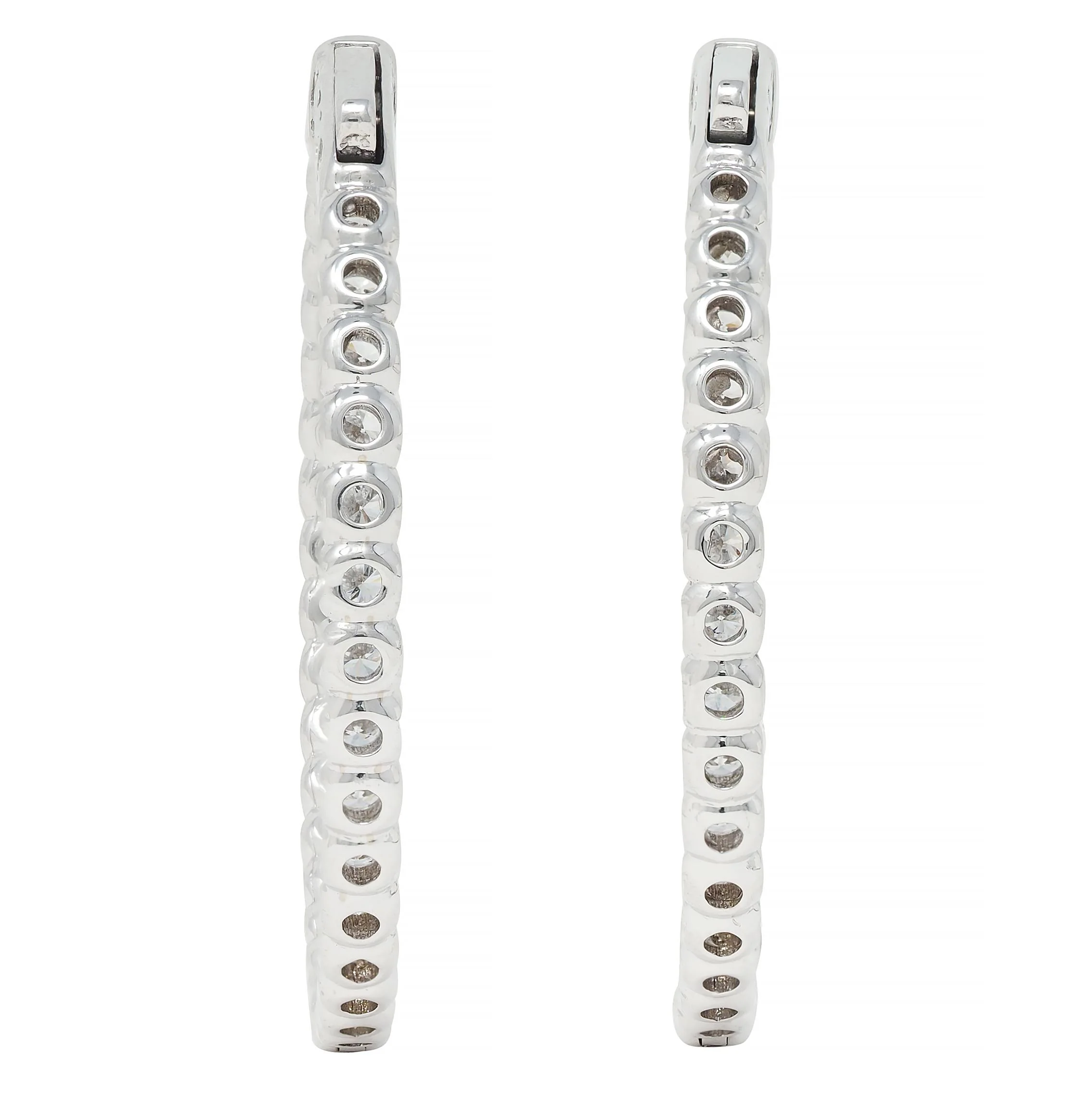 Contemporary 2.70 CTW Diamond 14 Karat White Gold Inside Outside Hoop Earring - Image 5
