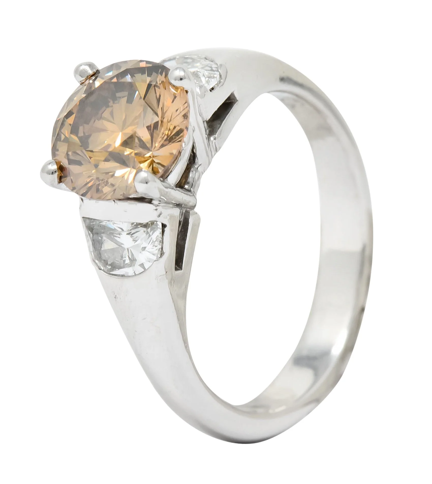Contemporary 2.75 CTW Fancy Colored Diamond Platinum Engagement Ring GIA - Image 10