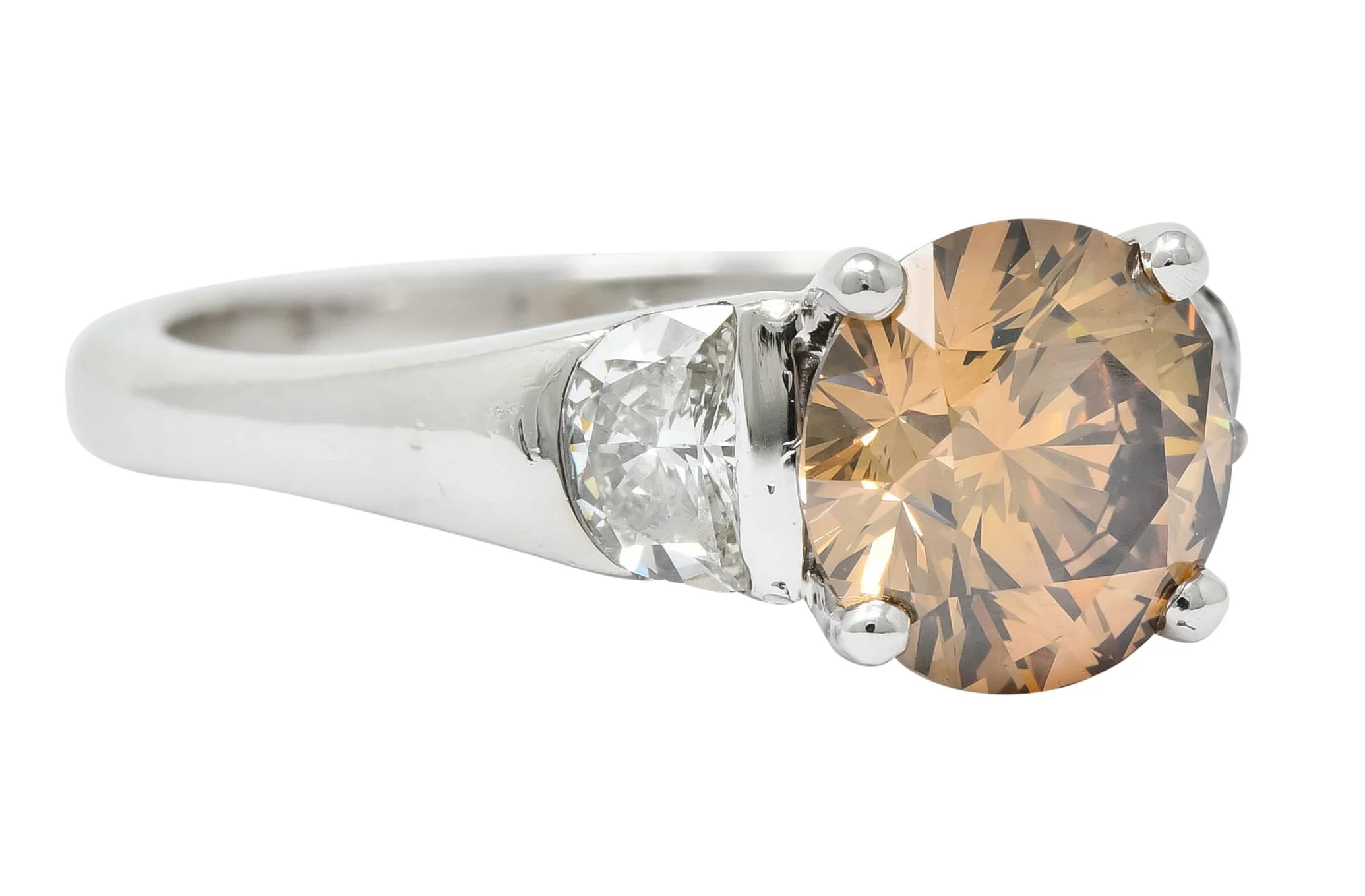 Contemporary 2.75 CTW Fancy Colored Diamond Platinum Engagement Ring GIA - Image 2