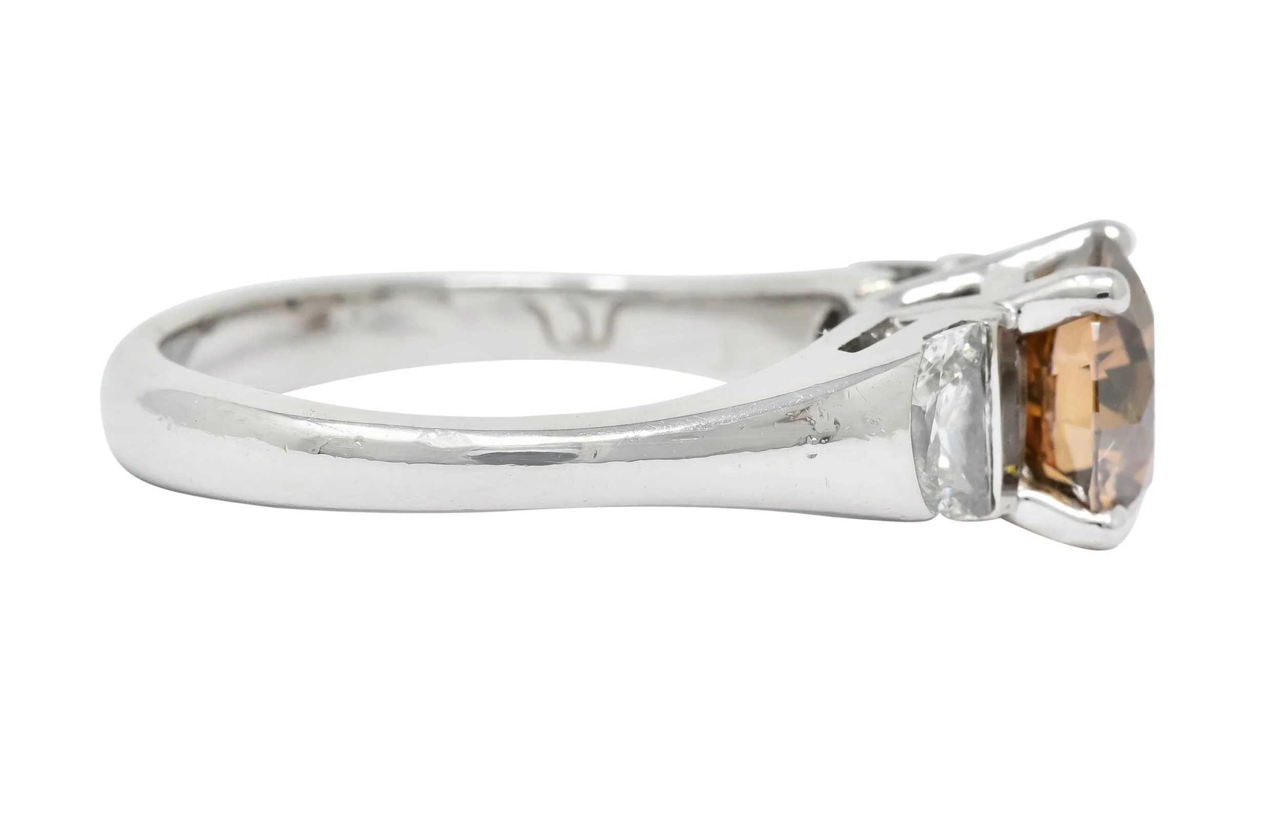 Contemporary 2.75 CTW Fancy Colored Diamond Platinum Engagement Ring GIA - Image 3