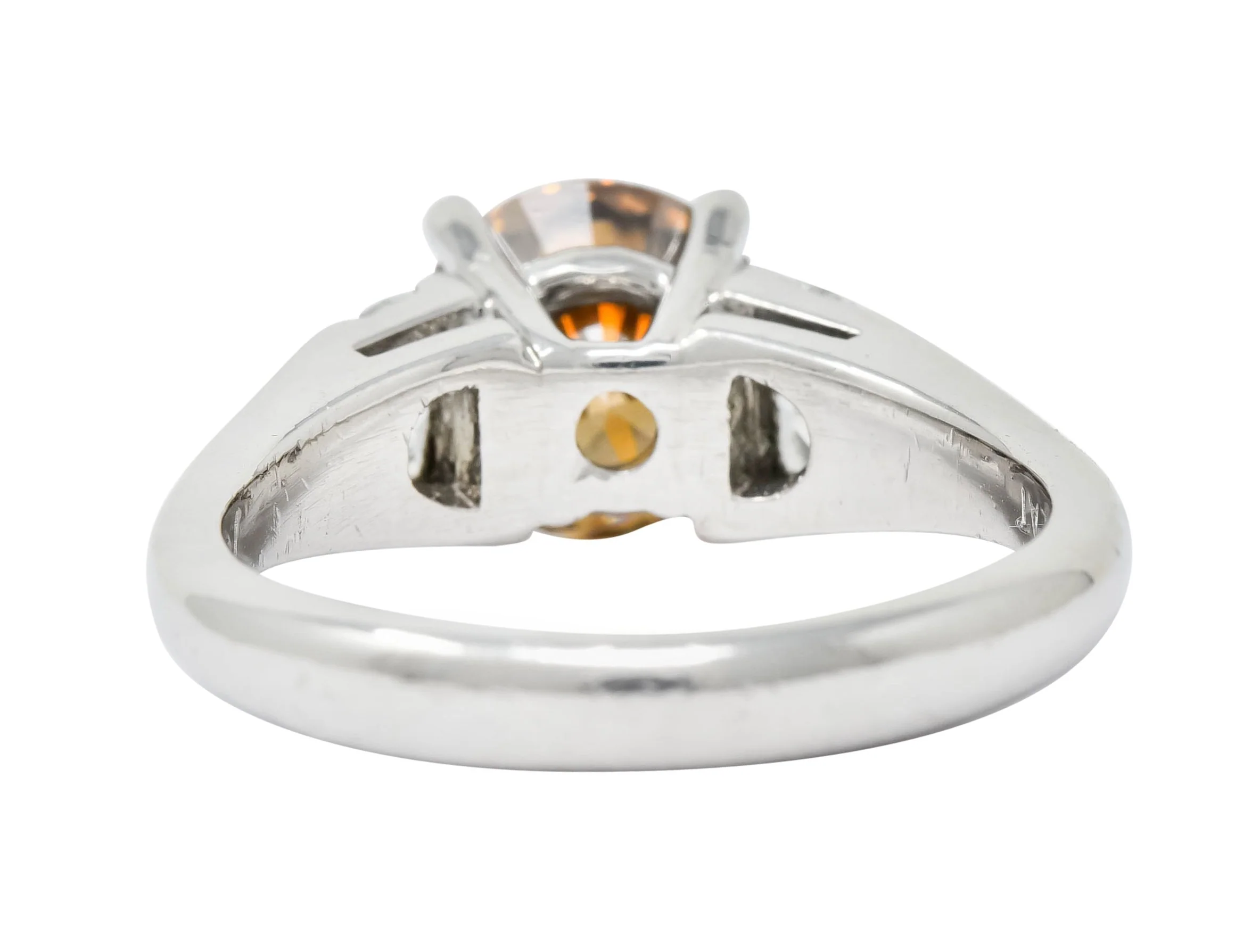 Contemporary 2.75 CTW Fancy Colored Diamond Platinum Engagement Ring GIA - Image 4