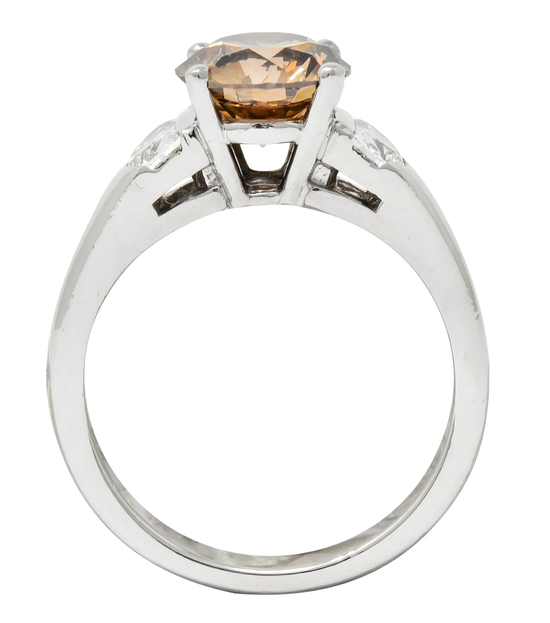 Contemporary 2.75 CTW Fancy Colored Diamond Platinum Engagement Ring GIA - Image 9