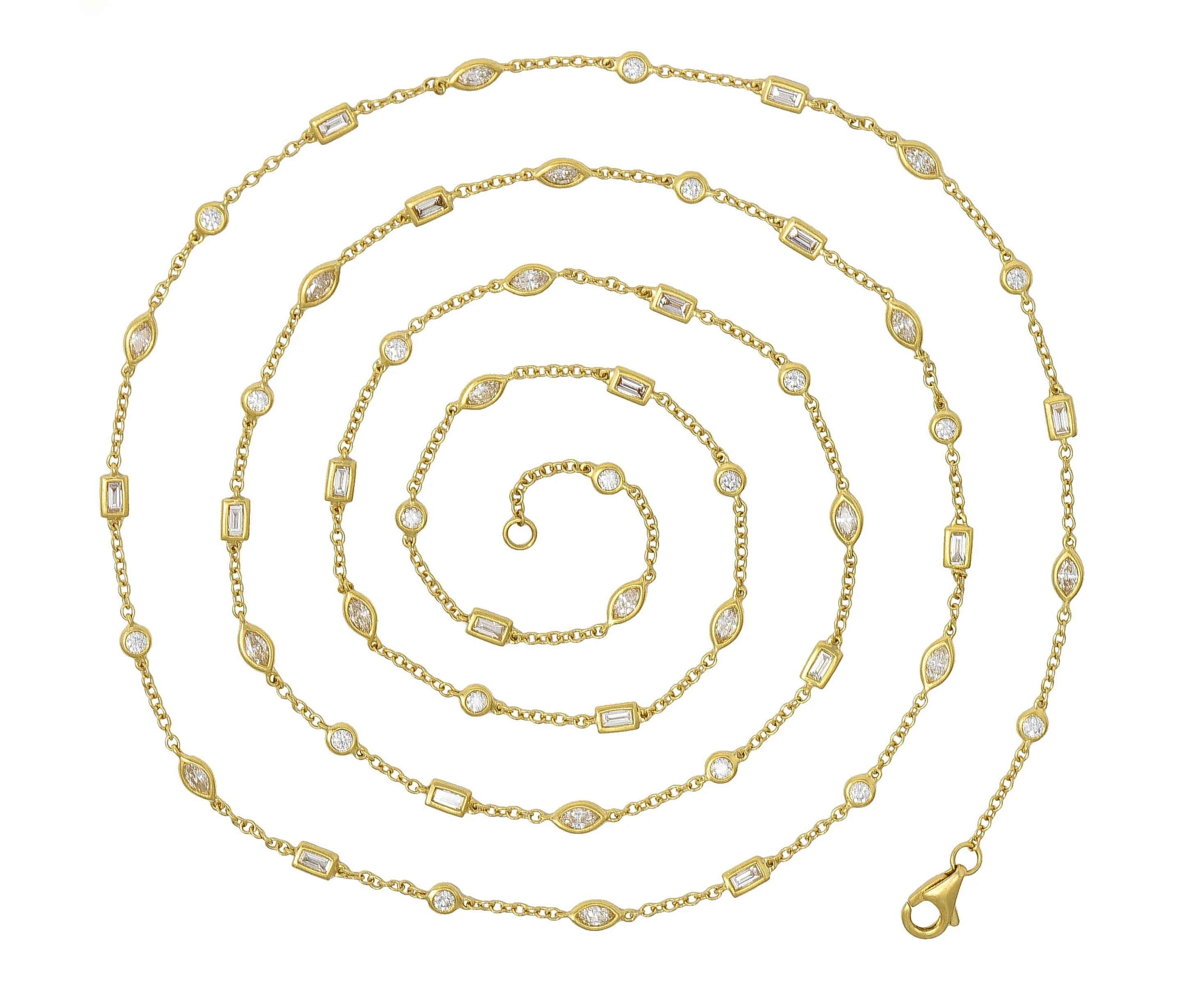 Contemporary 2.84 CTW Diamond 18 Karat Yellow Gold Diamonds-By-The-Yard Necklace - Image 3