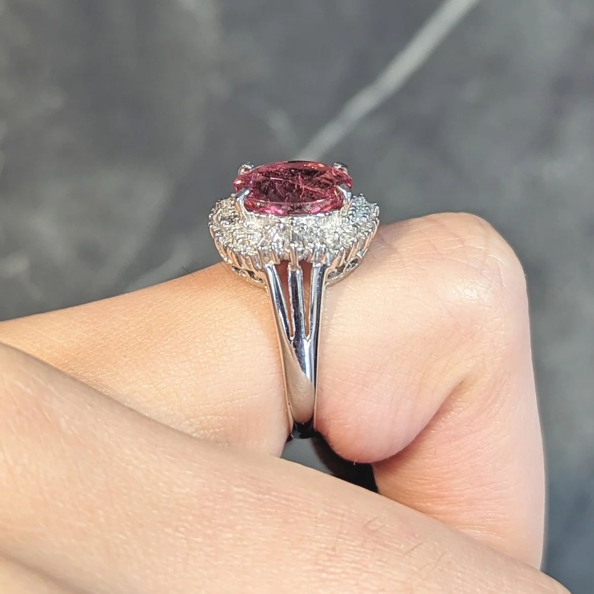 Contemporary 2.85 CTW Spinel Diamond Platinum Ballerina Halo Ring - Image 12