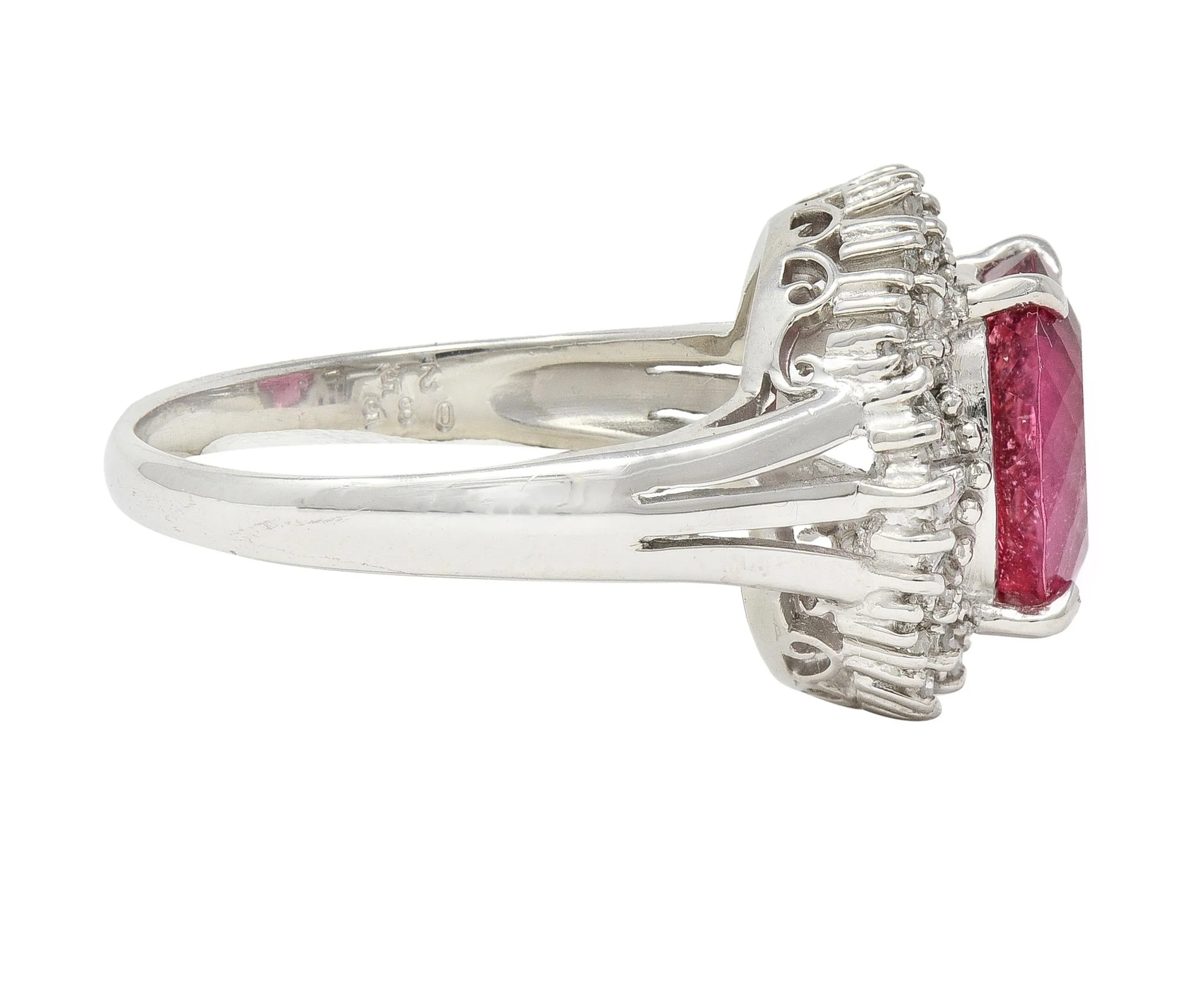 Contemporary 2.85 CTW Spinel Diamond Platinum Ballerina Halo Ring - Image 3