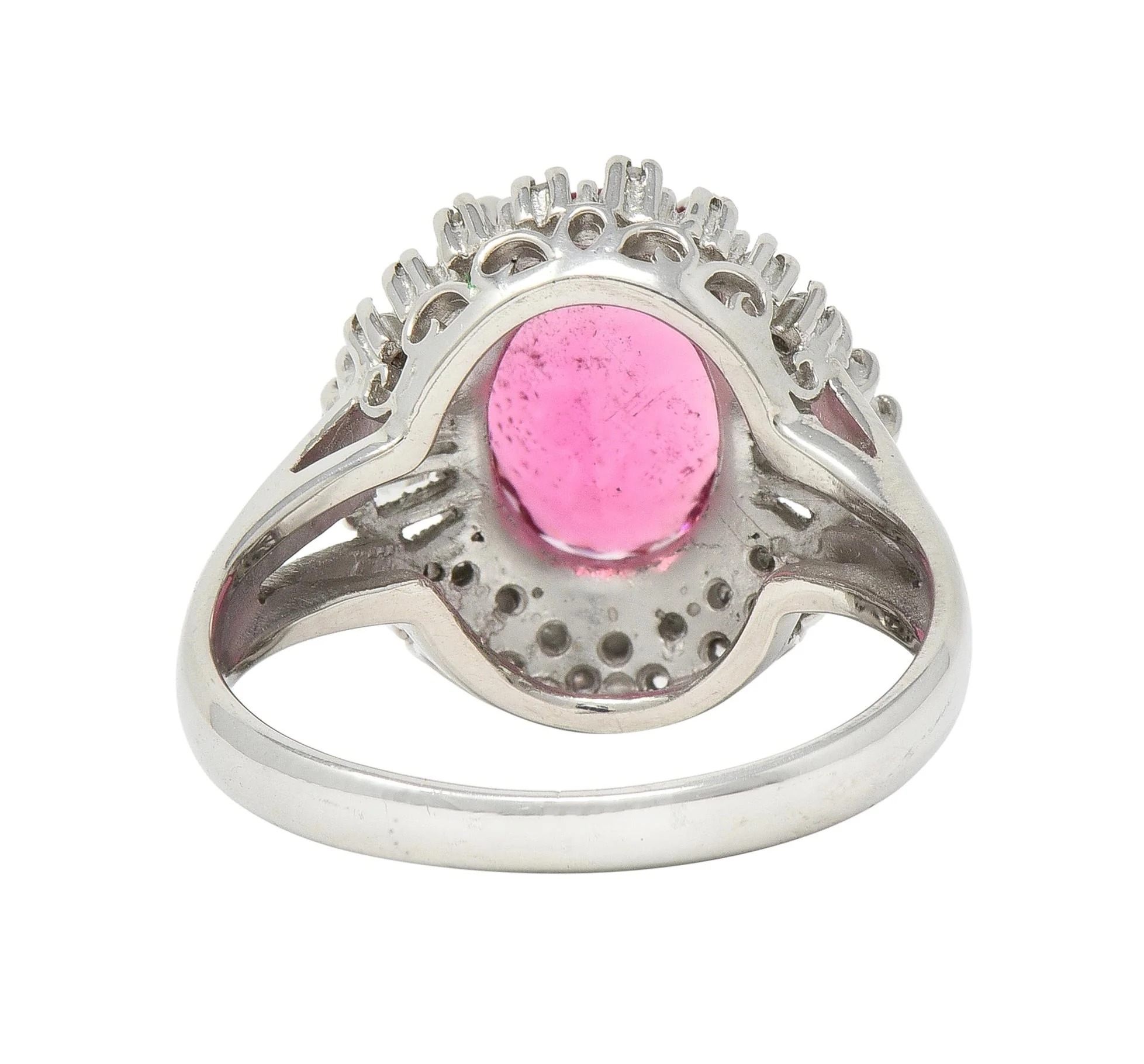 Contemporary 2.85 CTW Spinel Diamond Platinum Ballerina Halo Ring - Image 4