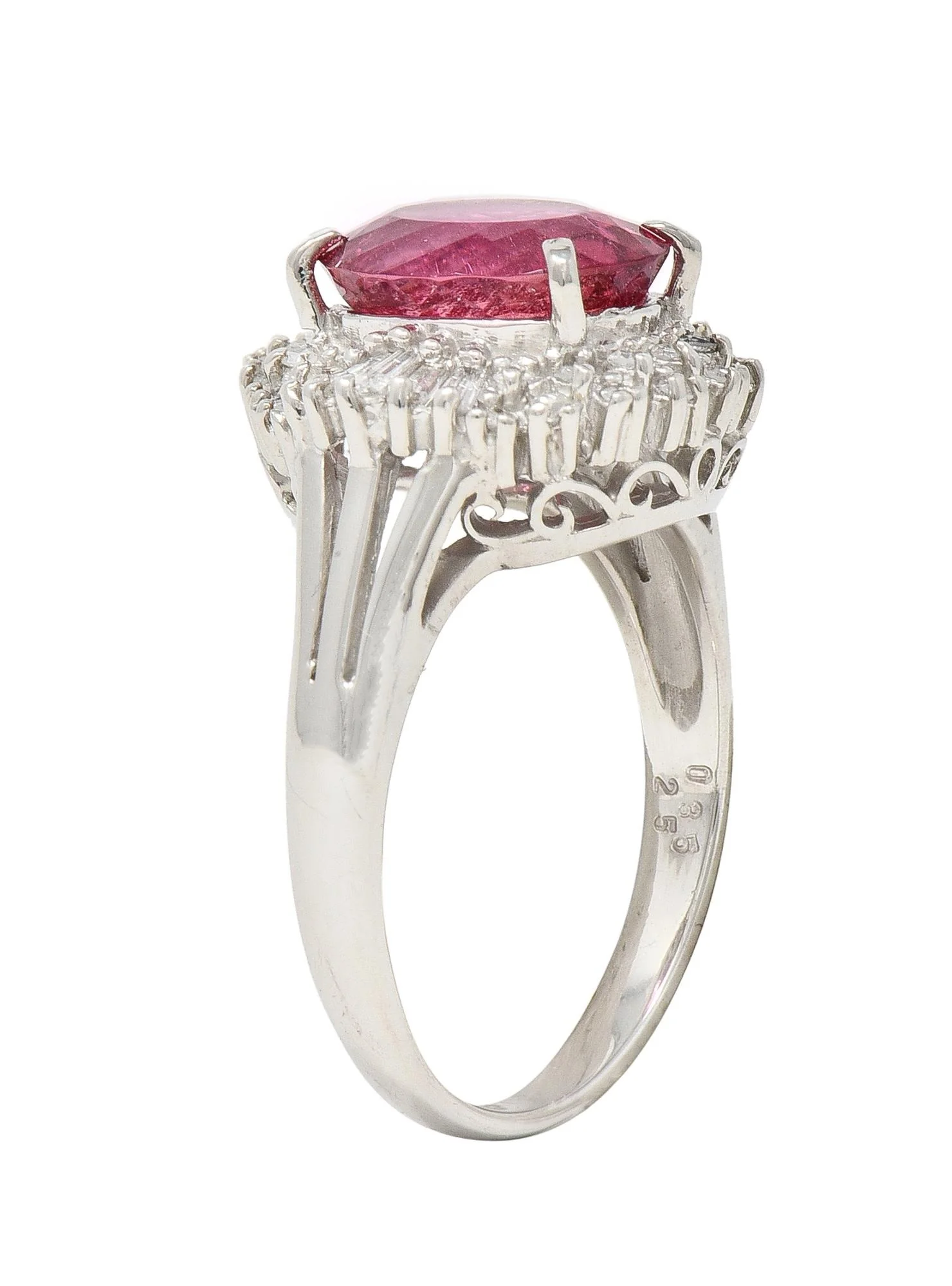 Contemporary 2.85 CTW Spinel Diamond Platinum Ballerina Halo Ring - Image 7