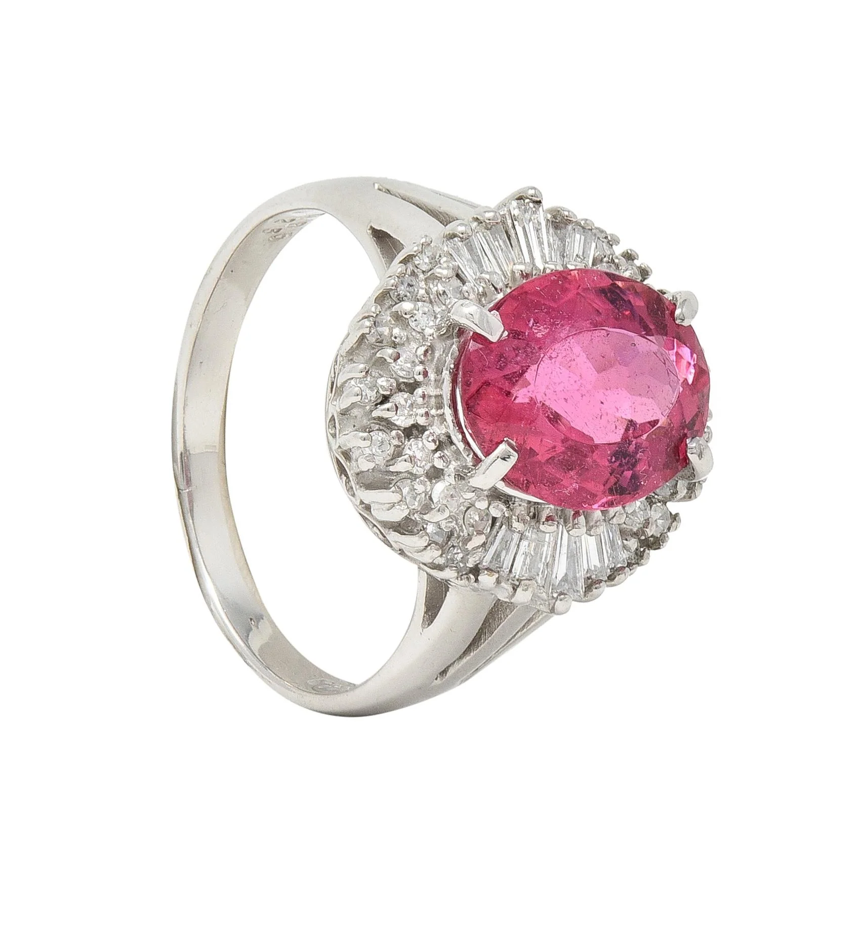 Contemporary 2.85 CTW Spinel Diamond Platinum Ballerina Halo Ring - Image 9