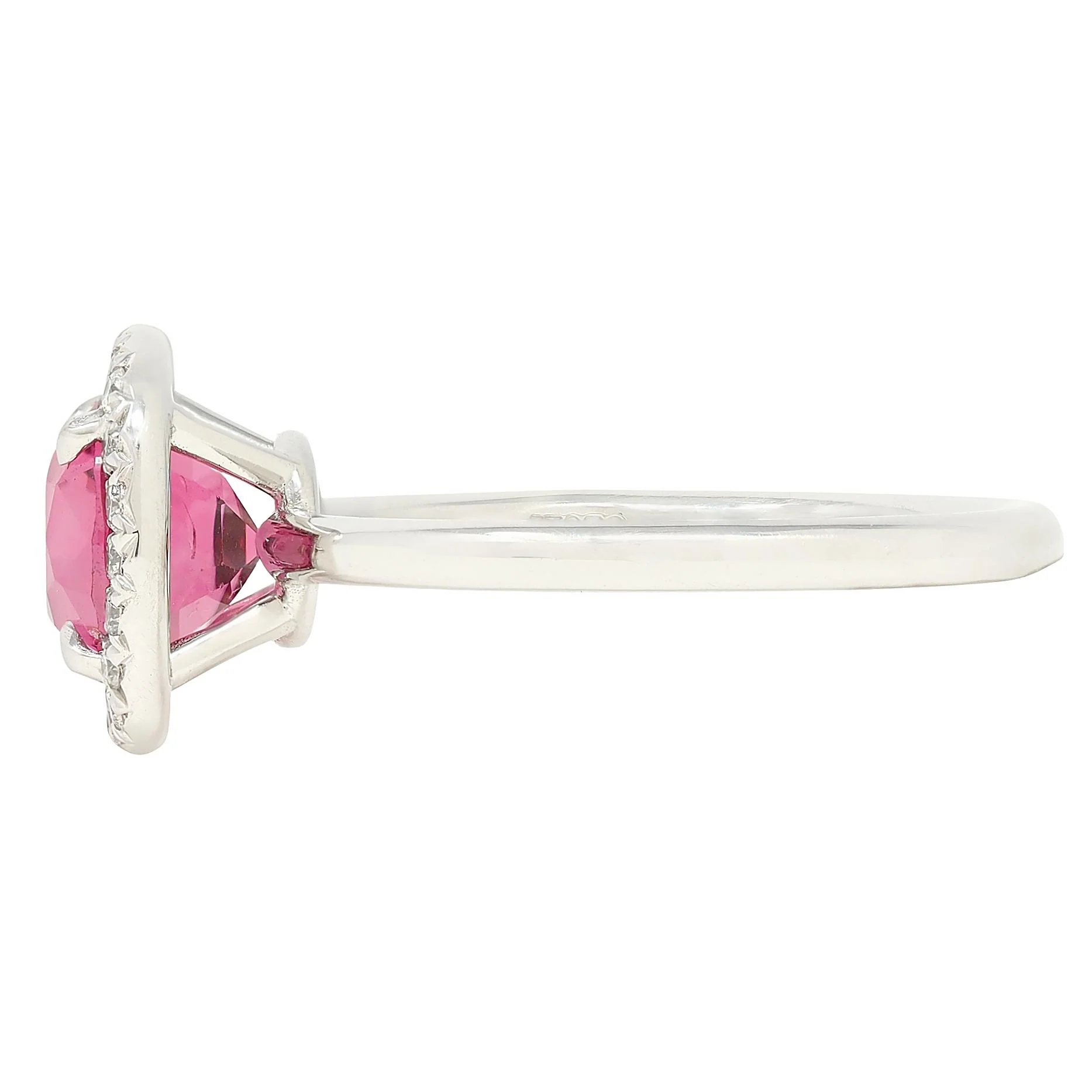 Contemporary 2.85 CTW Spinel Diamond Platinum Cushion Halo Ring - Image 4