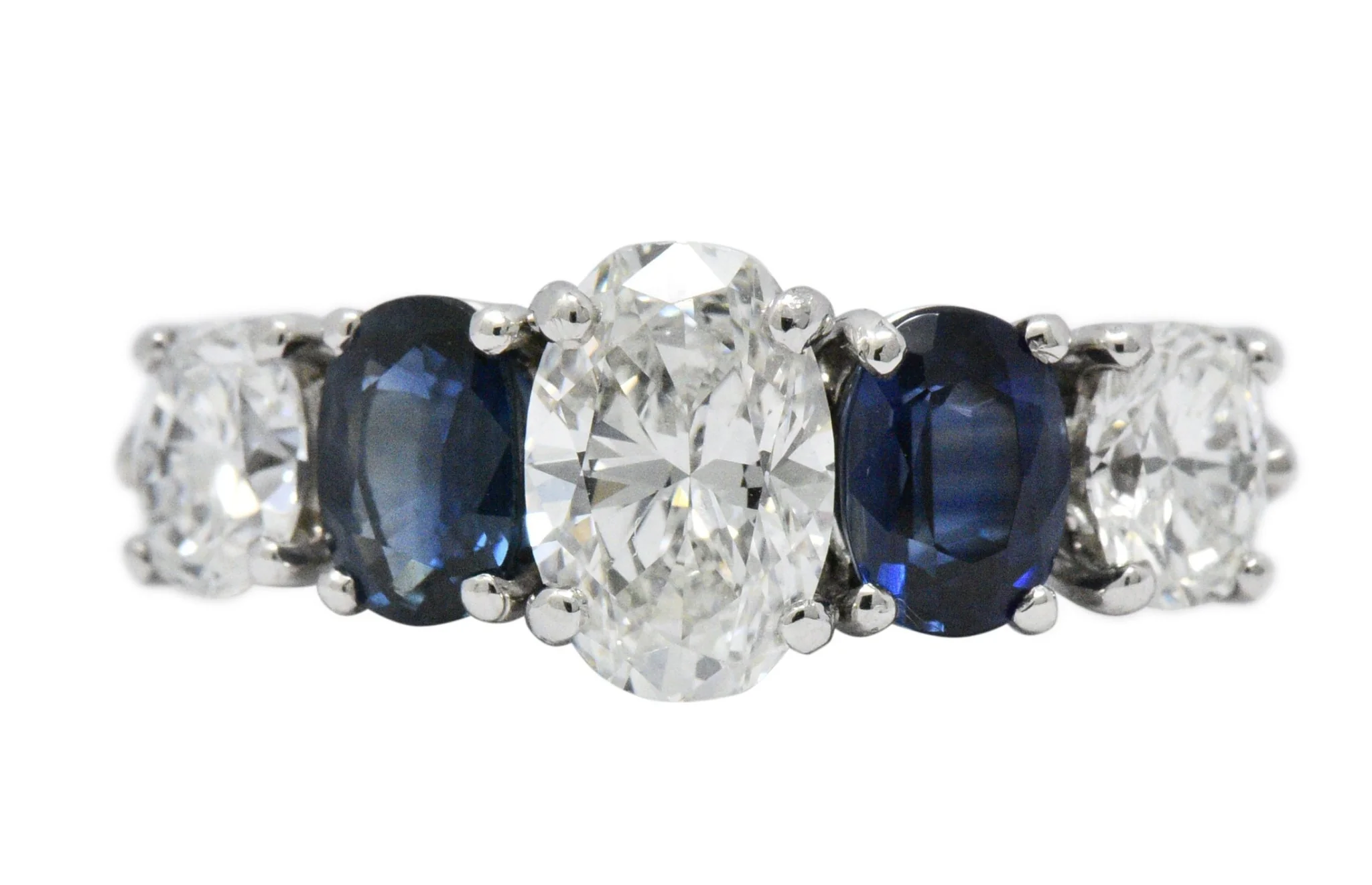 Contemporary 2.90 CTW Diamond Sapphire And Platinum Ring GIA