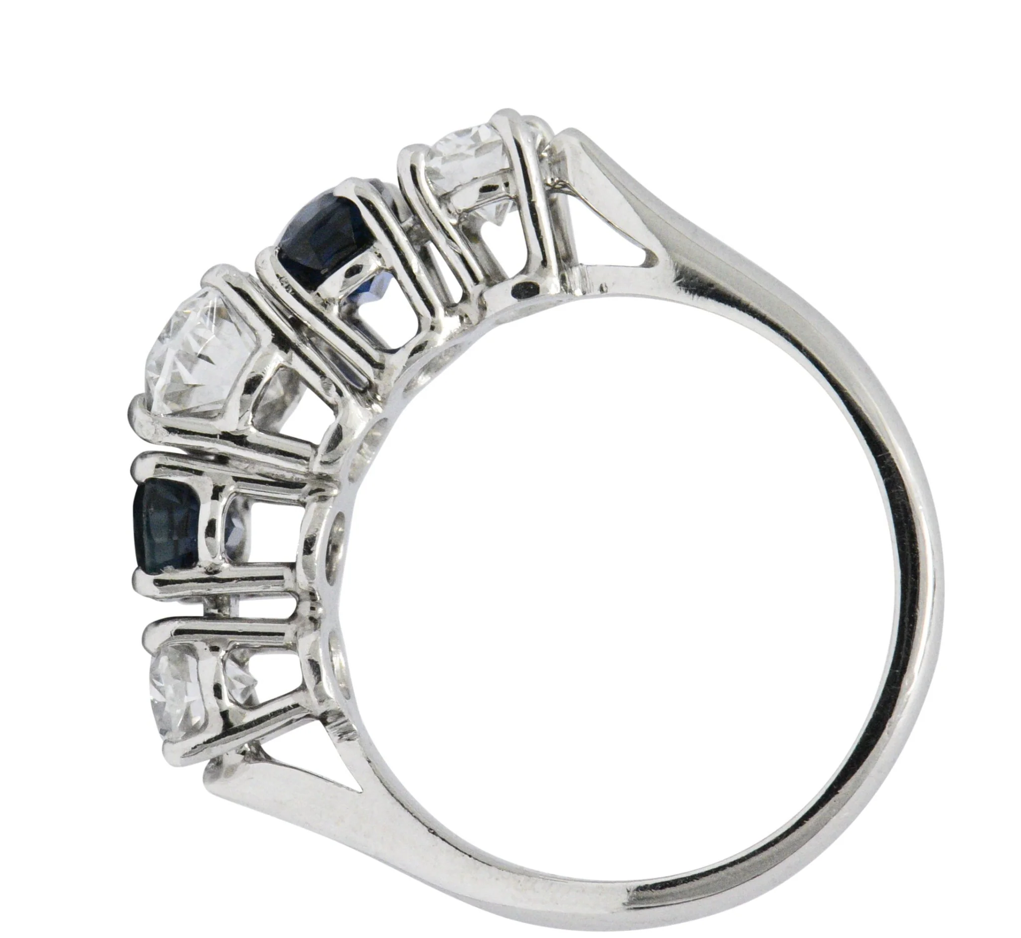 Contemporary 2.90 CTW Diamond Sapphire And Platinum Ring GIA - Image 4