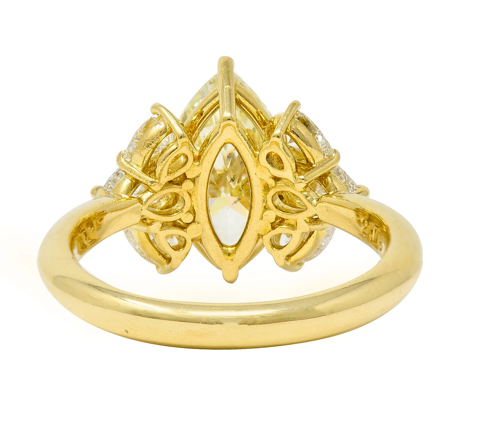 Contemporary 3.00 CTW Fancy Yellow Marquise Cut Diamond 18 Karat Yellow Gold Cluster Engagement Ring - Image 4